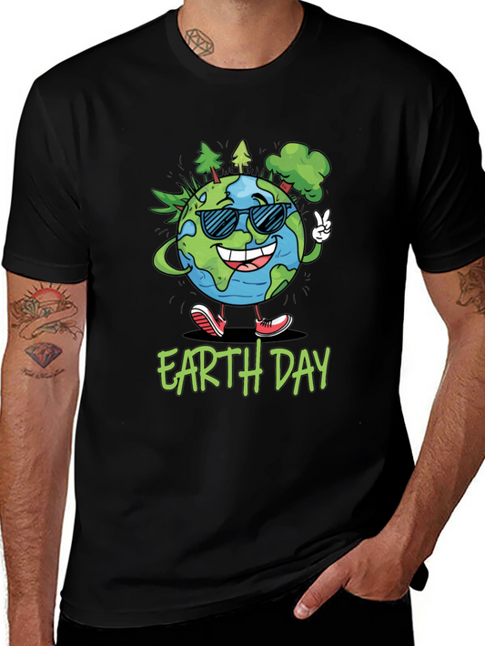 Earth Day T-Shirt - Cartoon Globe Graphic Tee