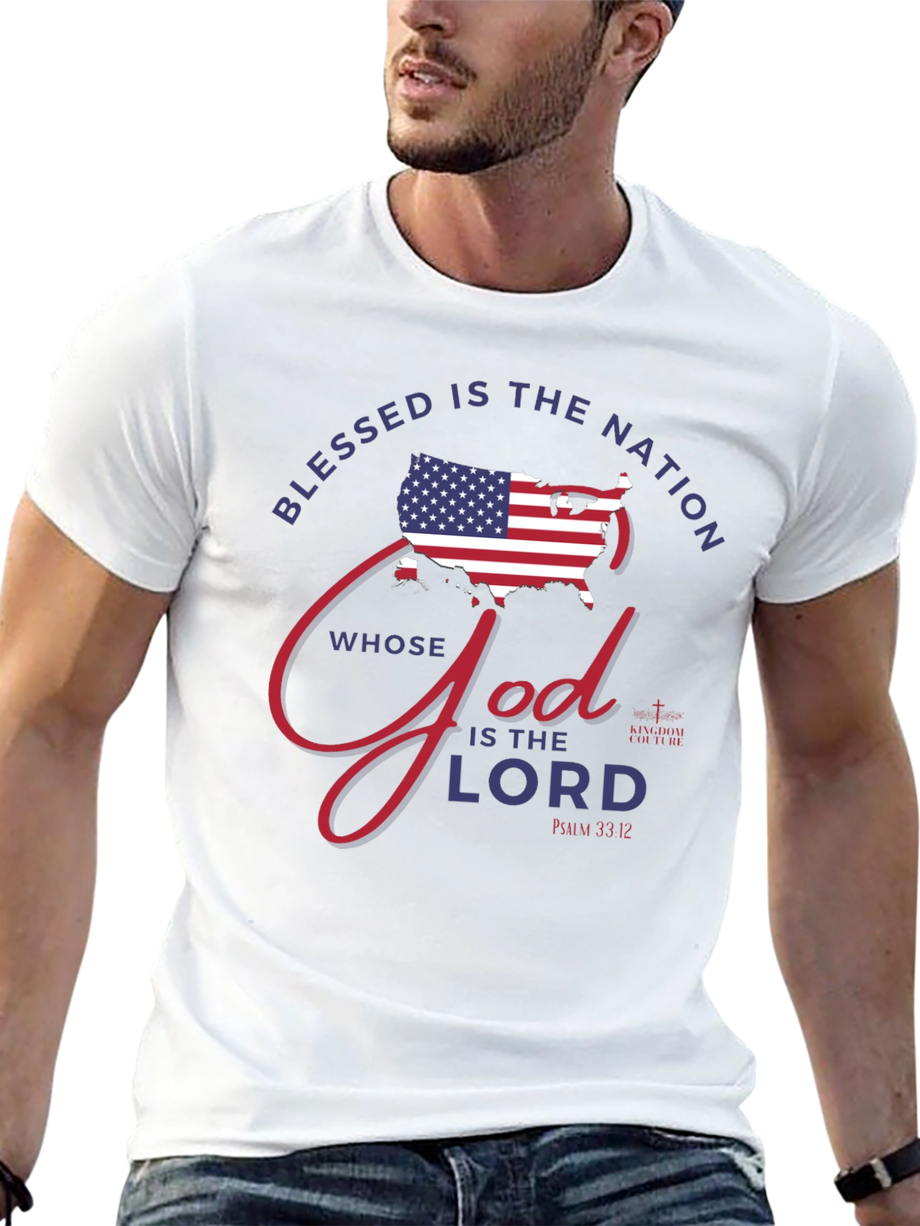 Blessed is the Nation USA Flag Graphic Tee
