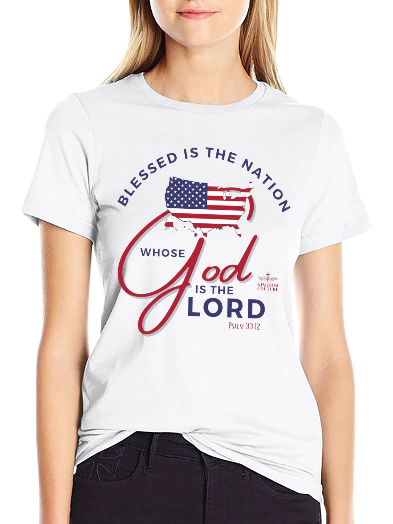 Blessed is the Nation USA Flag Graphic Tee