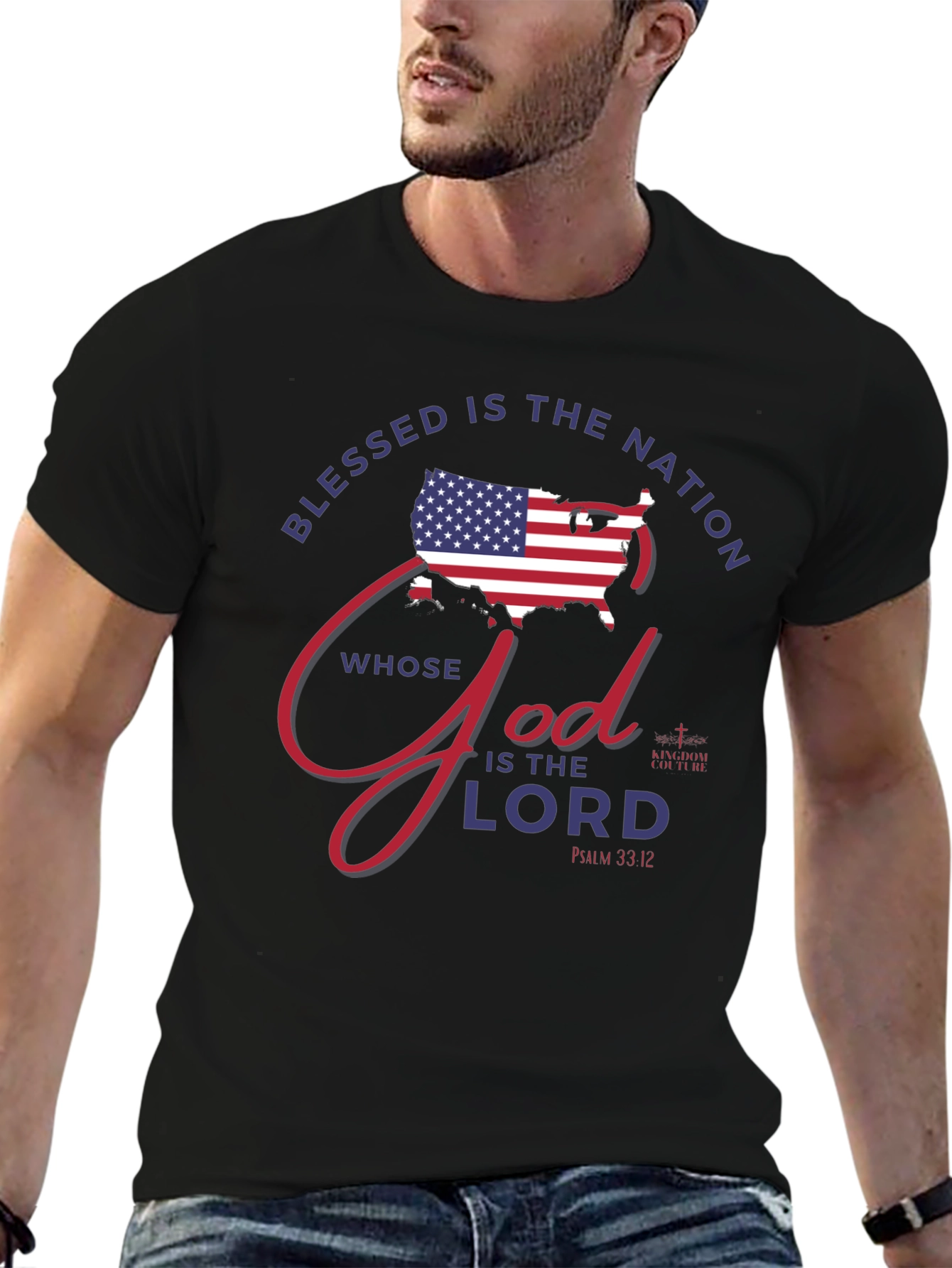 Blessed is the Nation USA Flag Graphic Tee