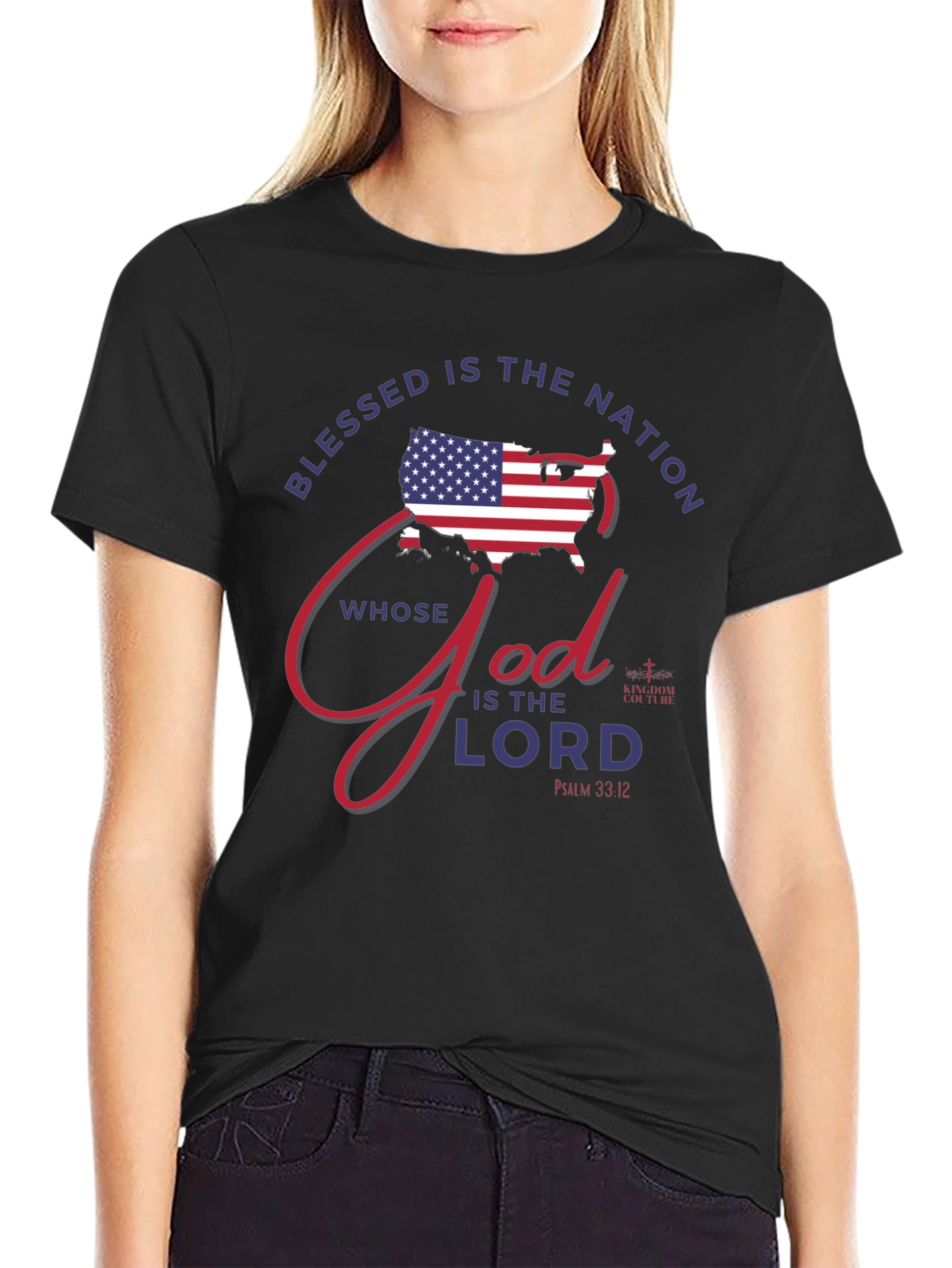 Blessed is the Nation USA Flag Graphic Tee