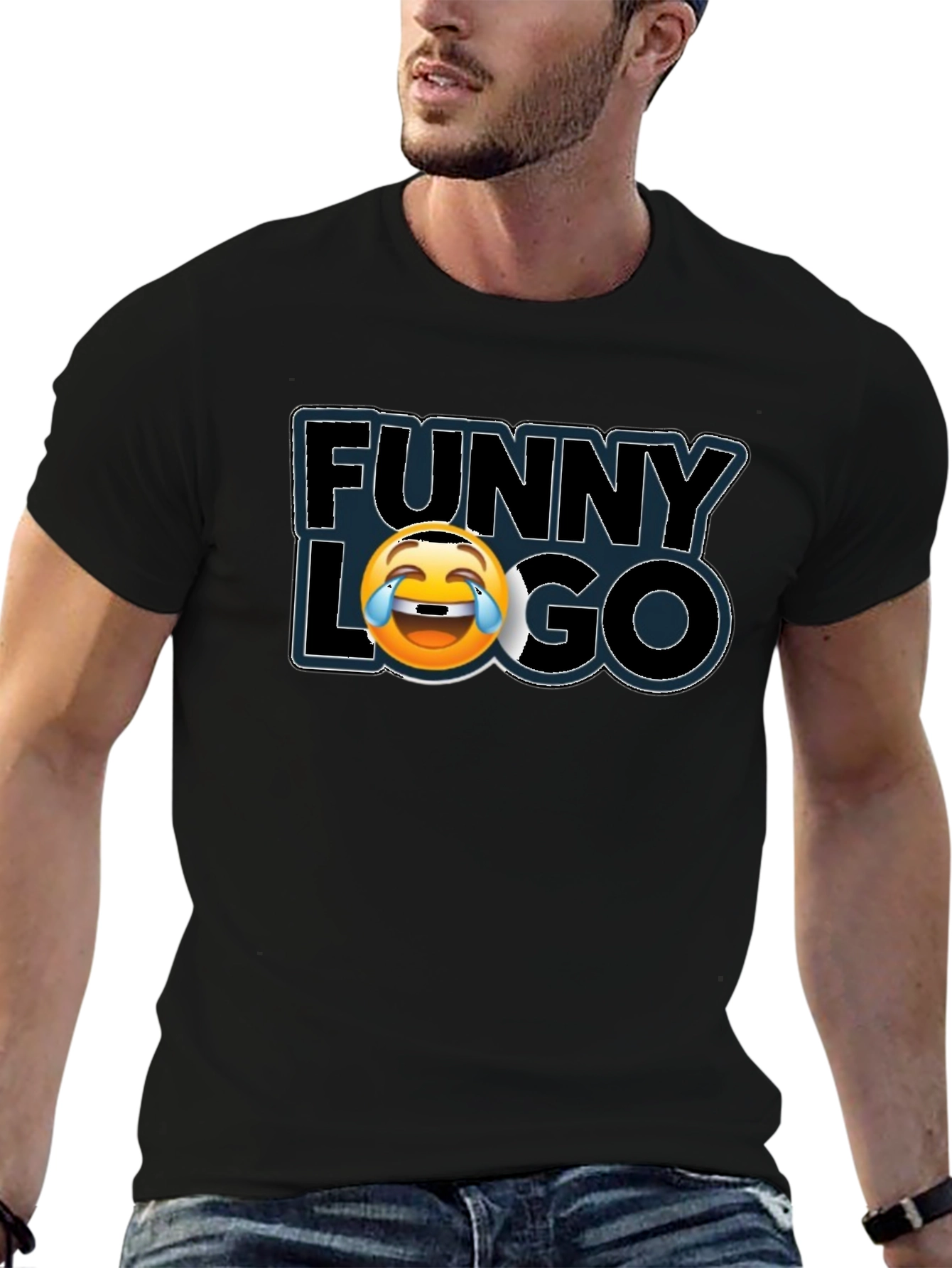 Funny Logo Graphic Black T-Shirt