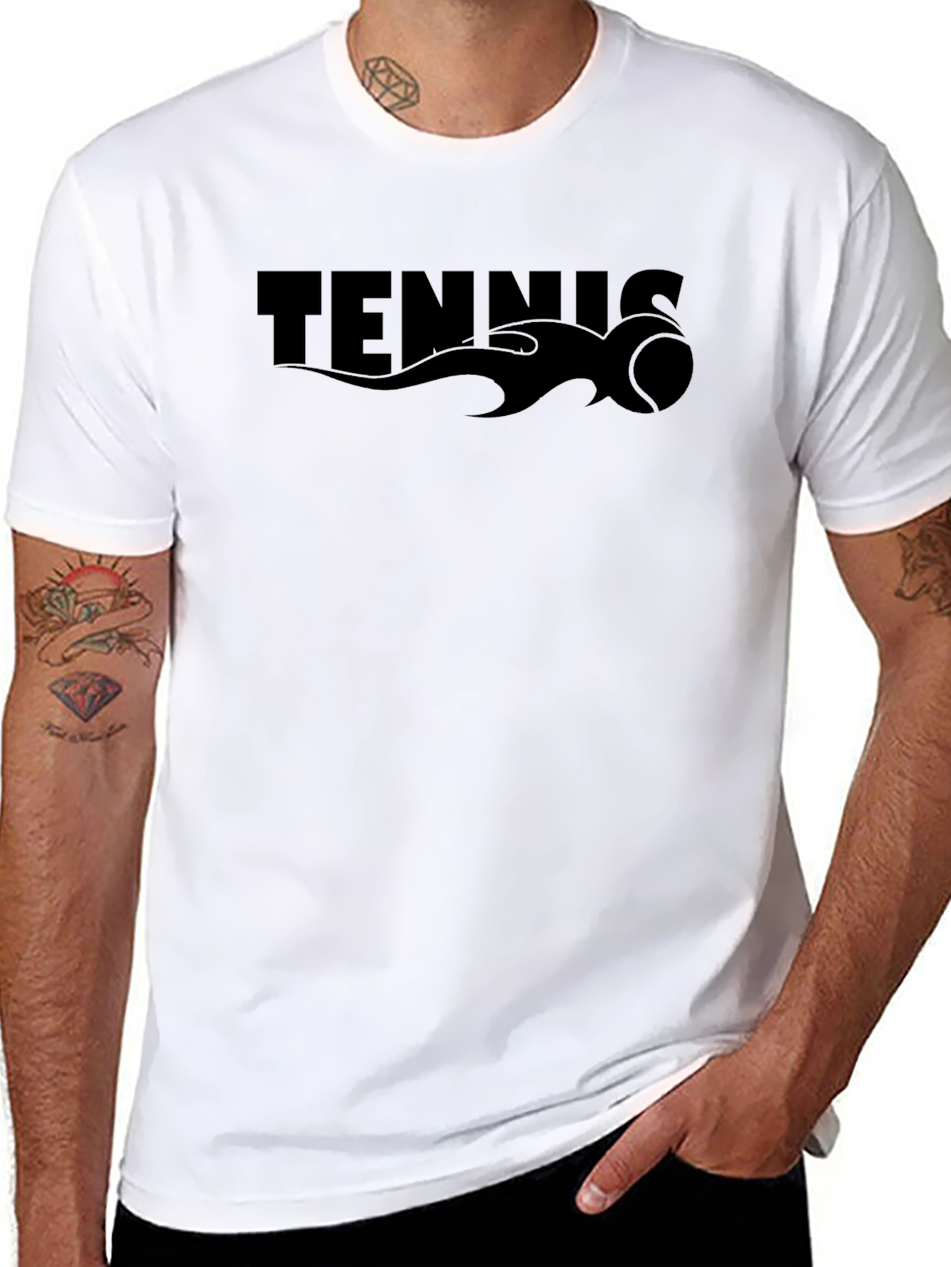 Black Tennis Flame Graphic T-Shirt