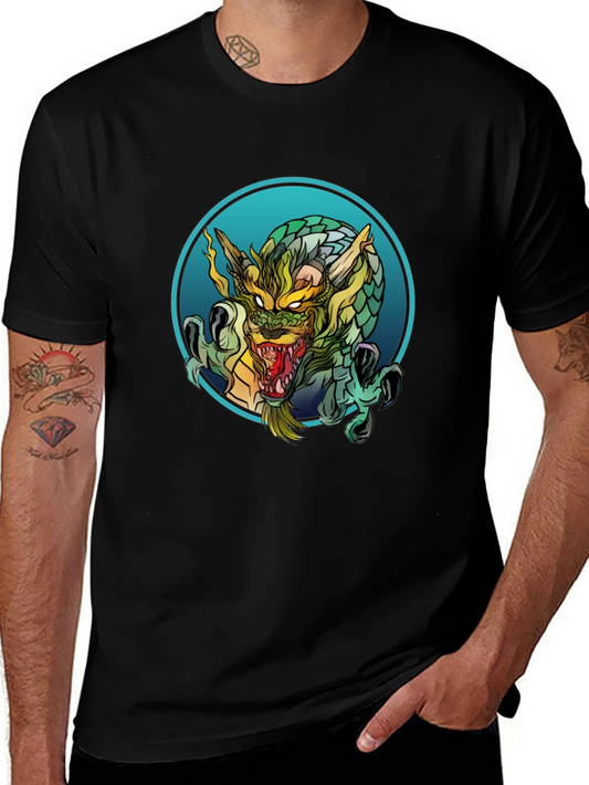 Dragon Graphic Print Black T-Shirt