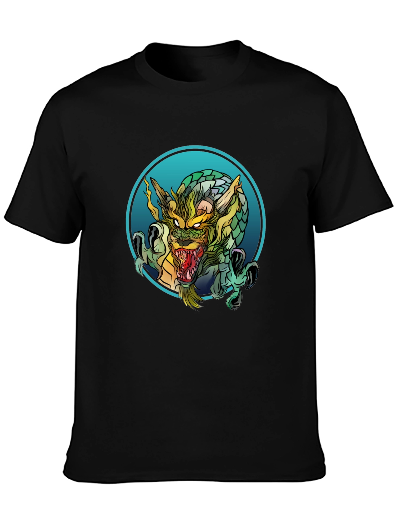 Dragon Graphic Print Black T-Shirt