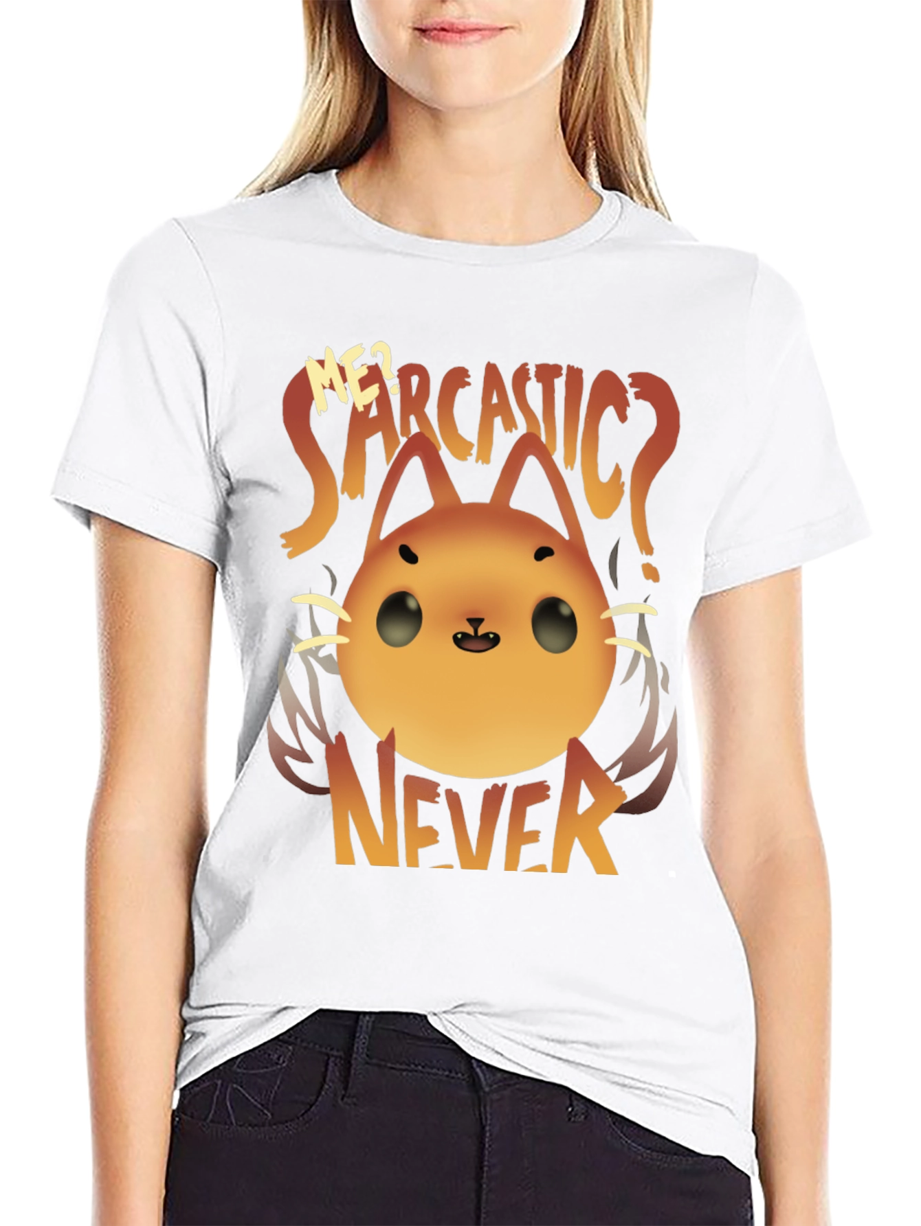Sarcastic Cat Graphic T-Shirt - Never!