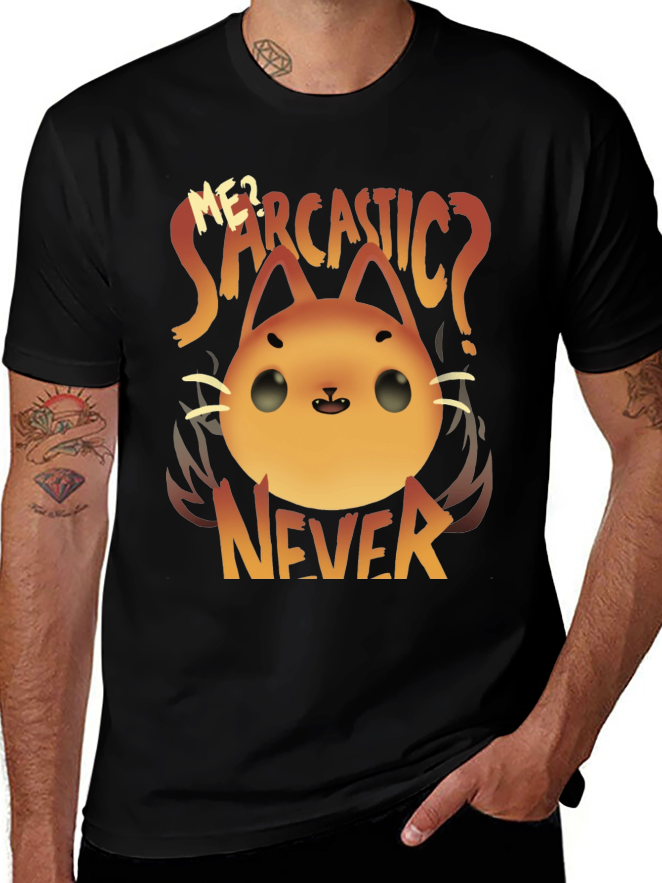 Sarcastic Cat Graphic T-Shirt - Never!