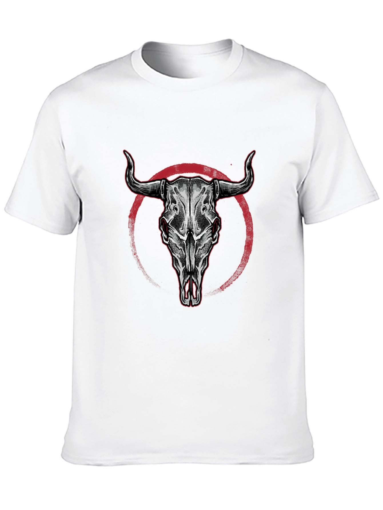 Bull Skull Graphic Print Black T-Shirt