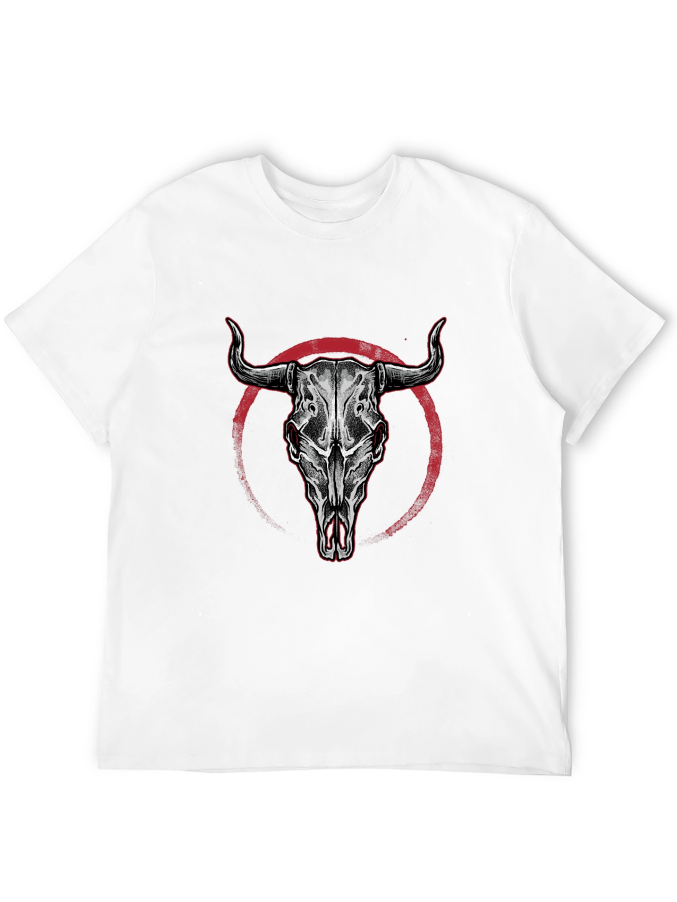 Bull Skull Graphic Print Black T-Shirt