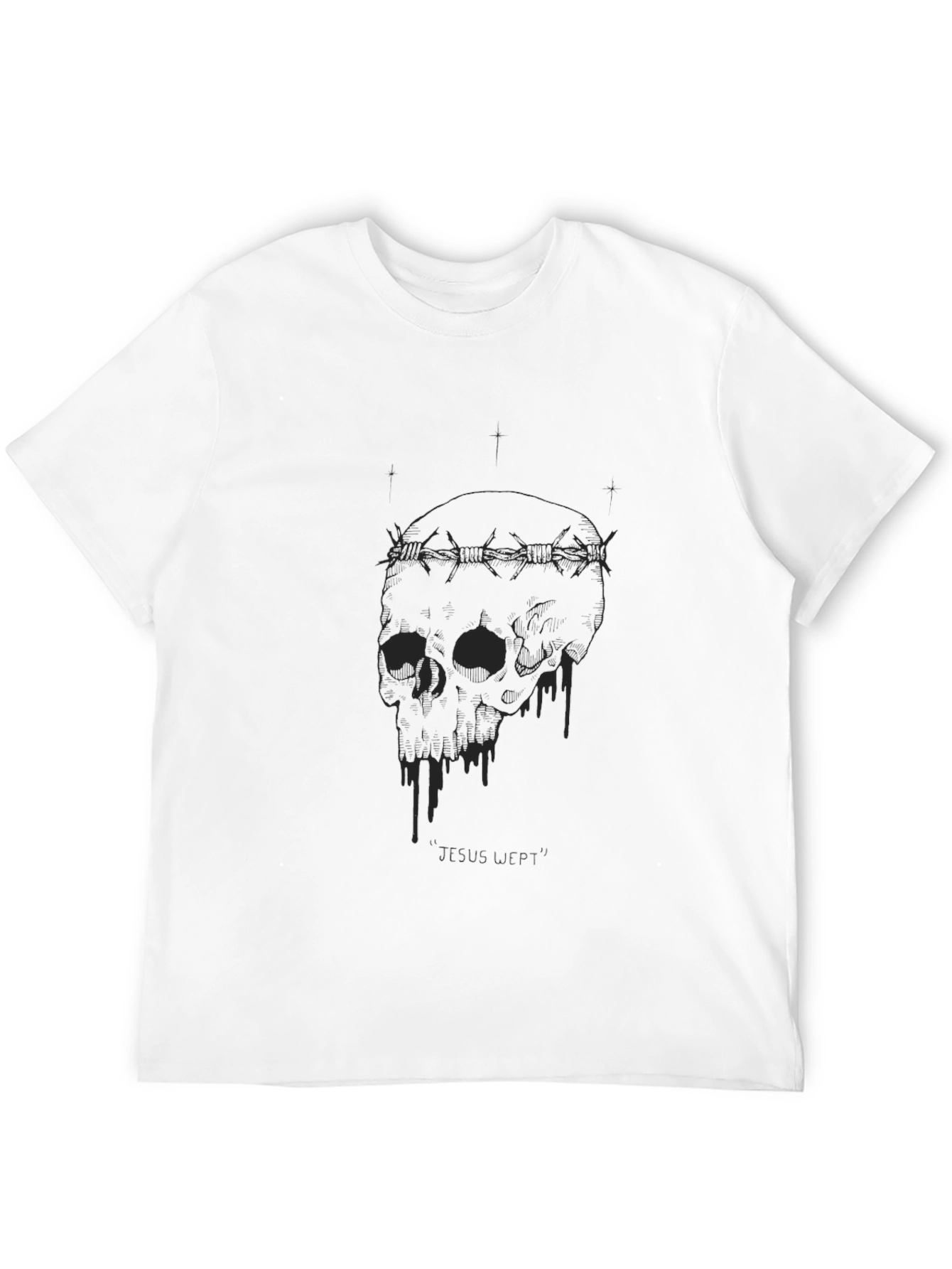 Skull & Barbed Wire Graphic Black T-Shirt