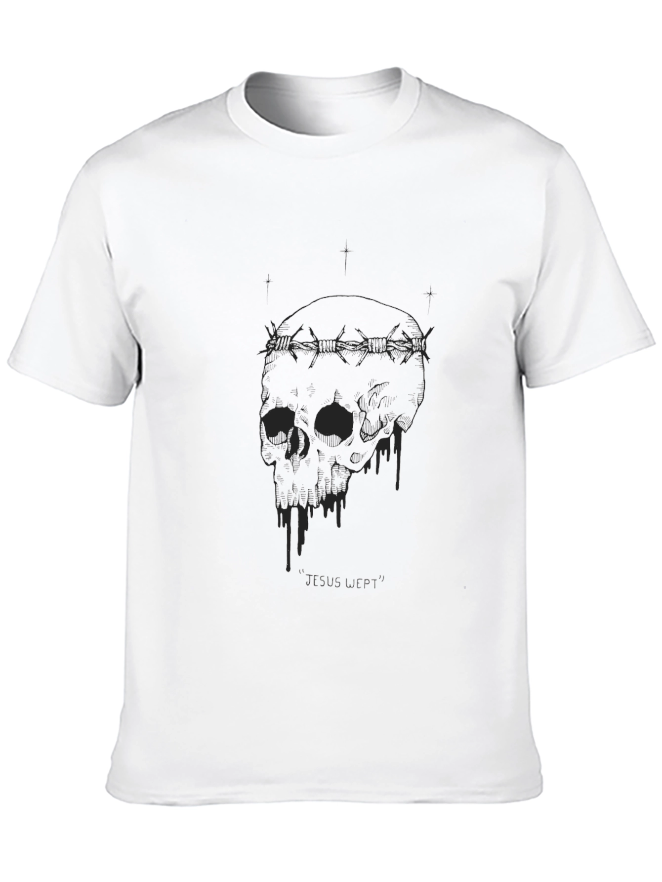 Skull & Barbed Wire Graphic Black T-Shirt