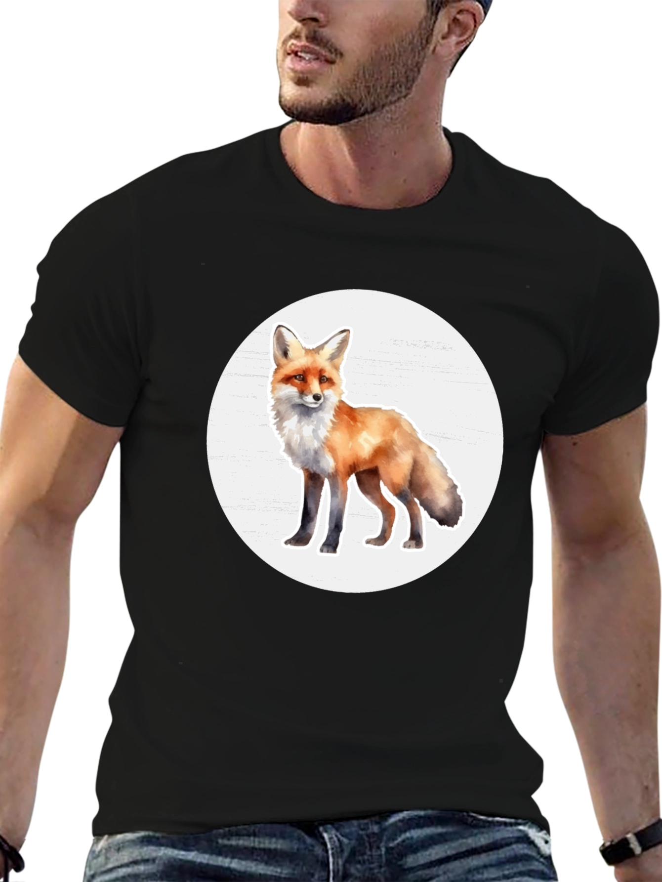 Fox Graphic Tee - Stylish Animal Print T-Shirt