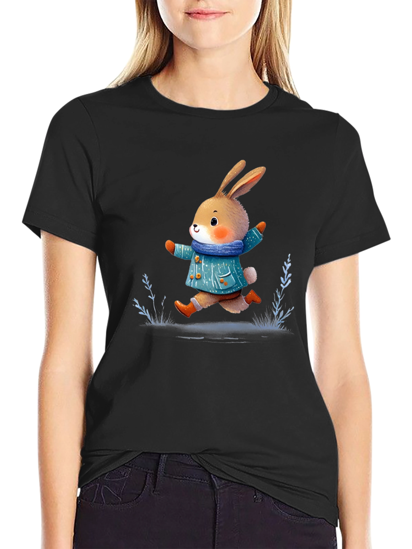 Cute Bunny T-Shirt: Whimsical Winter Style