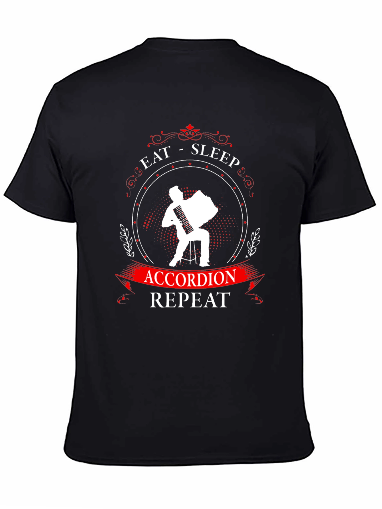 Eat Sleep Accordion Repeat Black T-Shirt