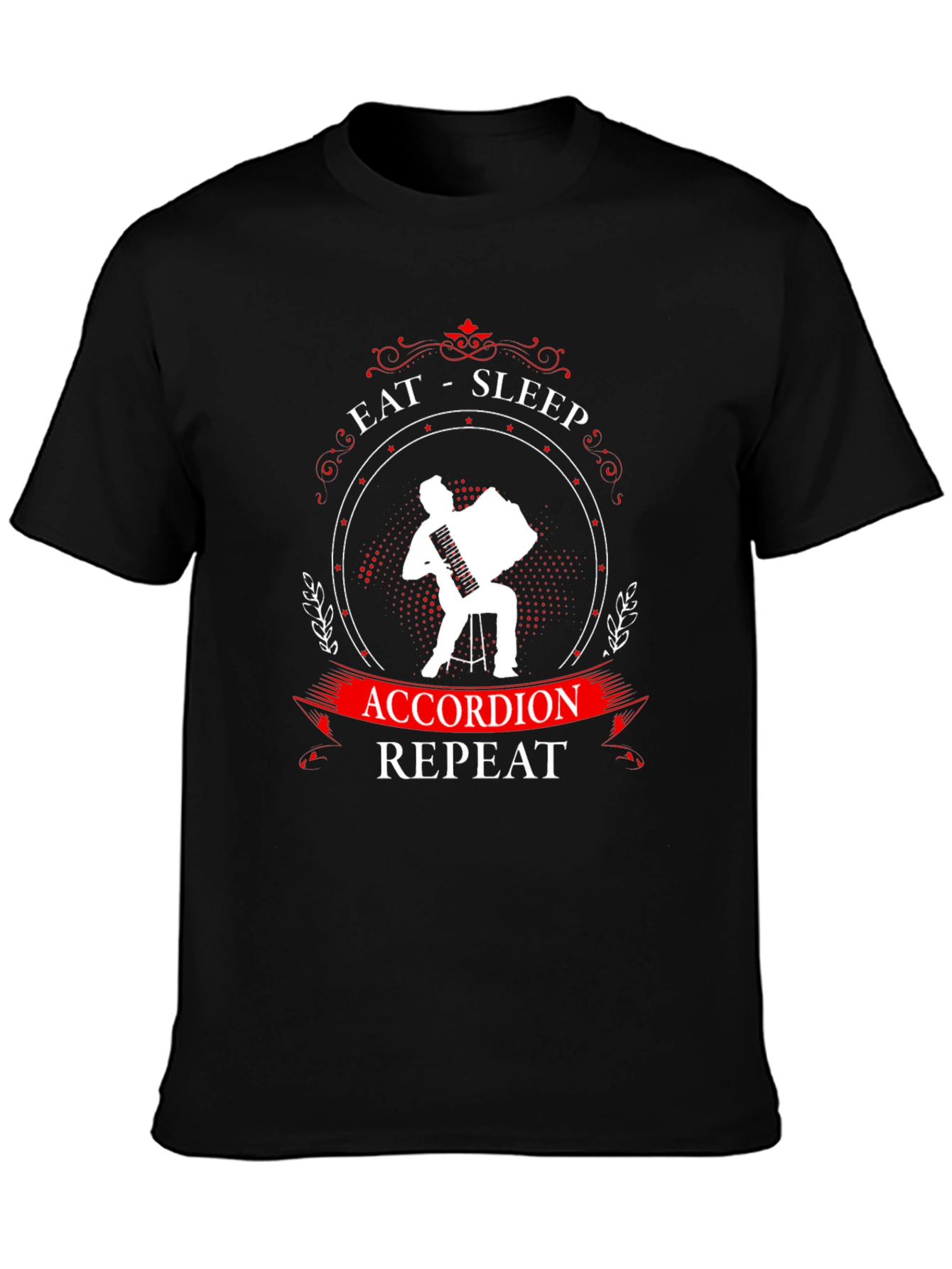 Eat Sleep Accordion Repeat Black T-Shirt