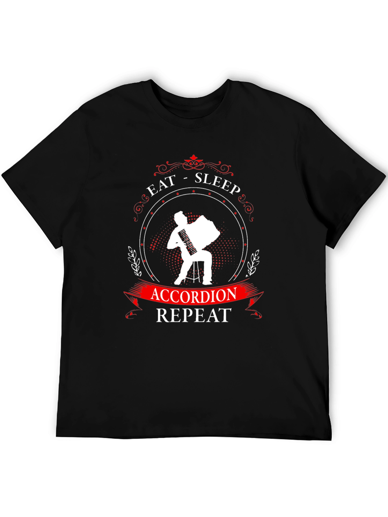 Eat Sleep Accordion Repeat Black T-Shirt