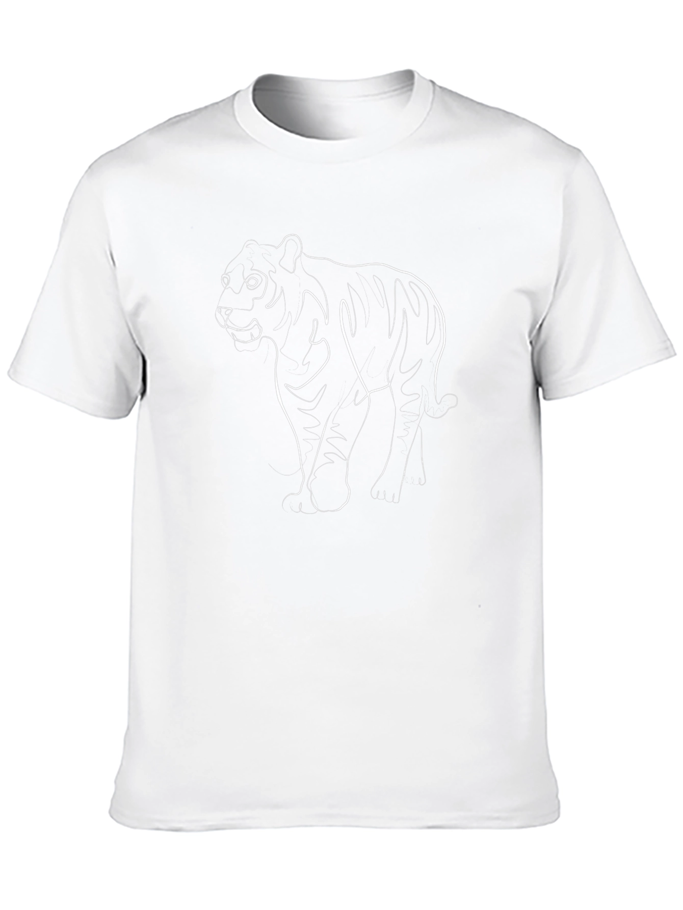 Minimalist Tiger Outline Black T-Shirt