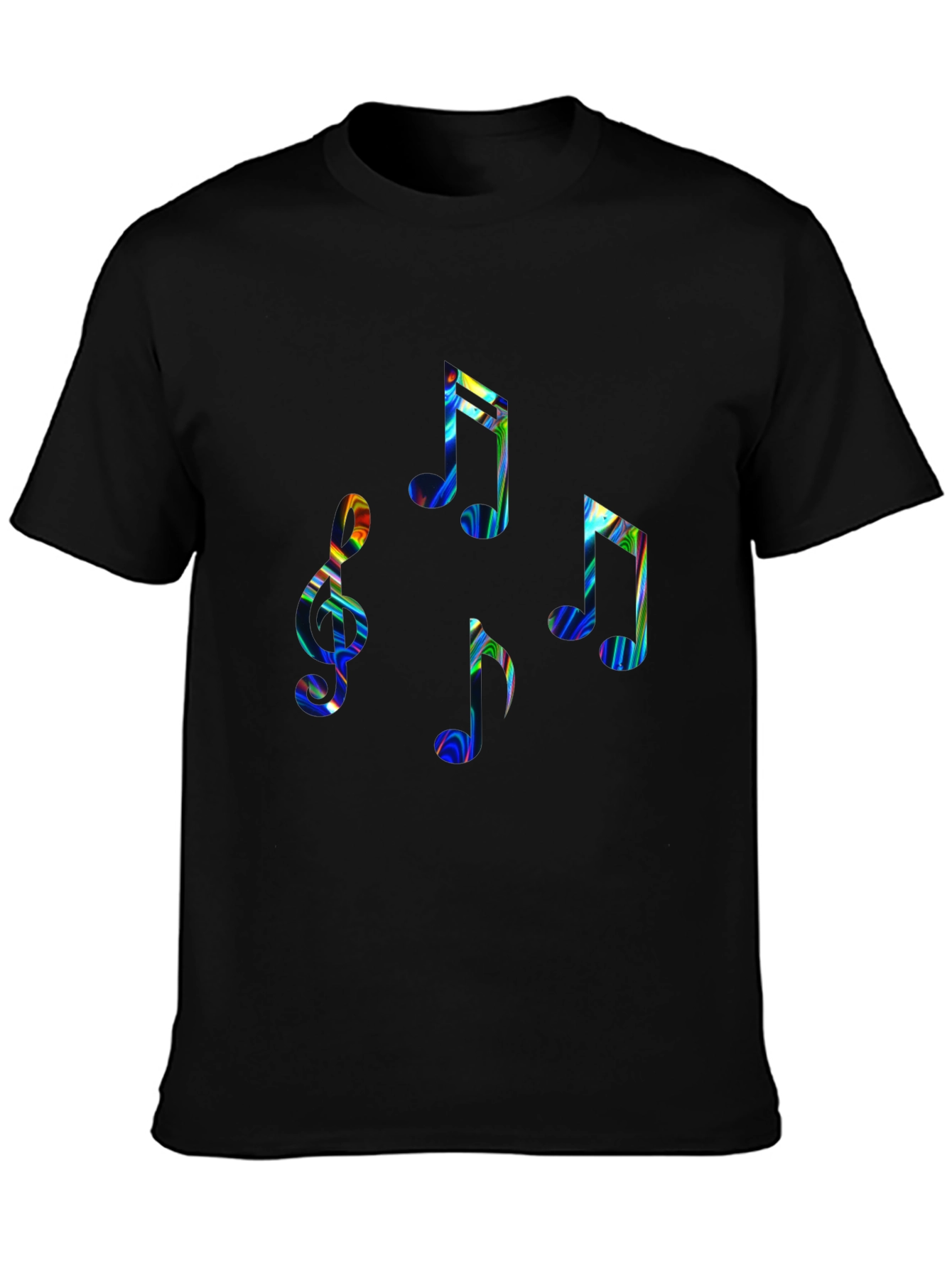 Musical Notes Graphic T-Shirt - Black Cotton Tee