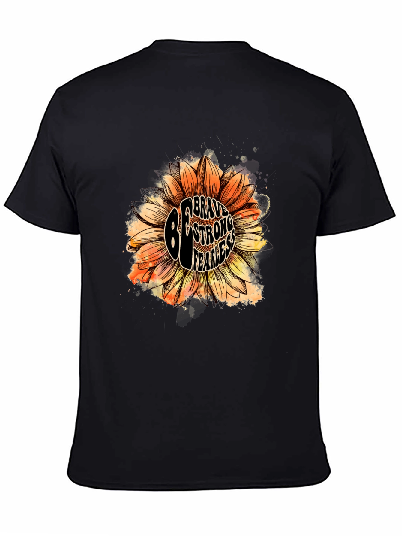 Be Brave Sunflower Graphic Tee - Unisex Black T-Shirt