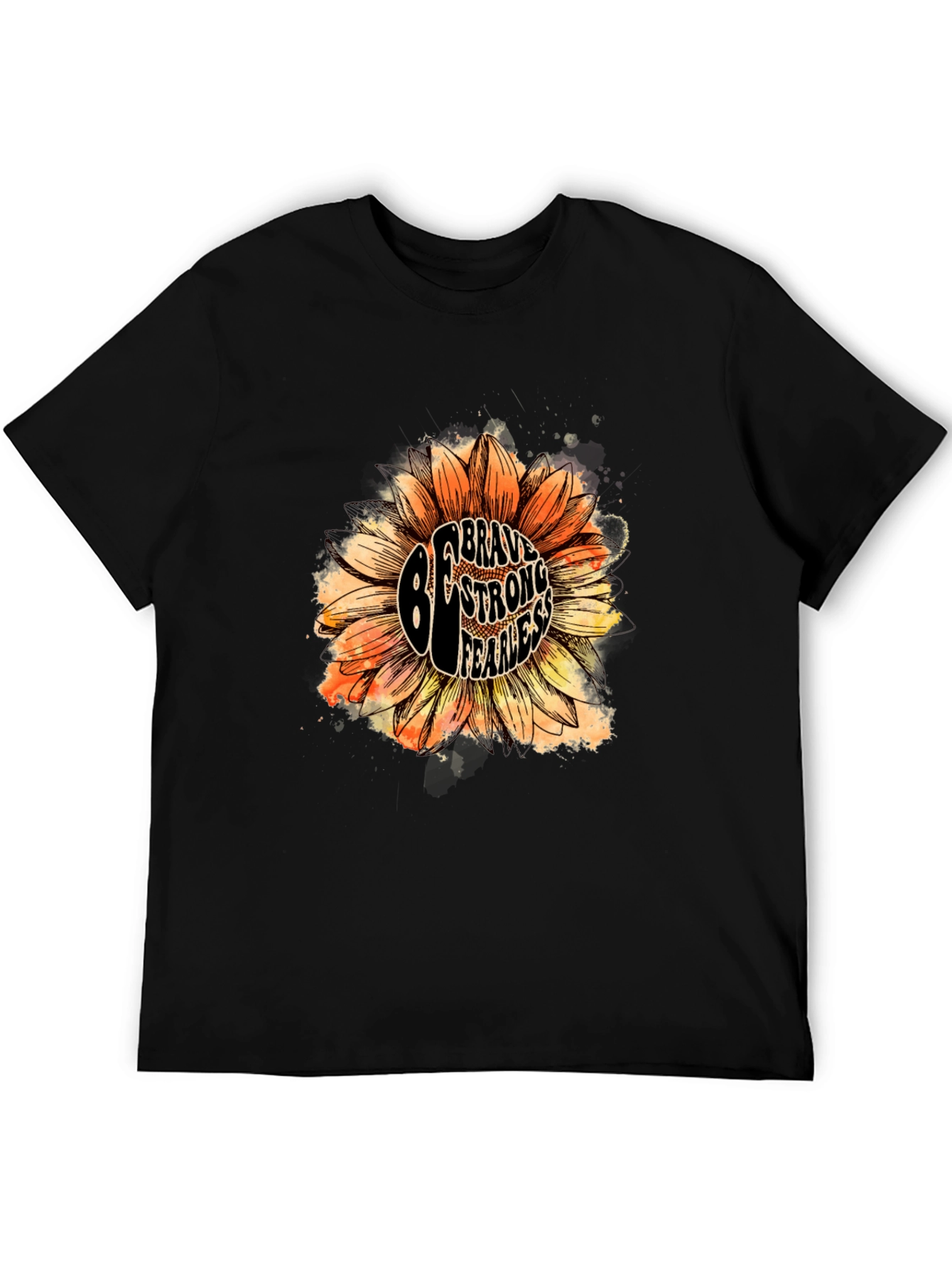 Be Brave Sunflower Graphic Tee - Unisex Black T-Shirt