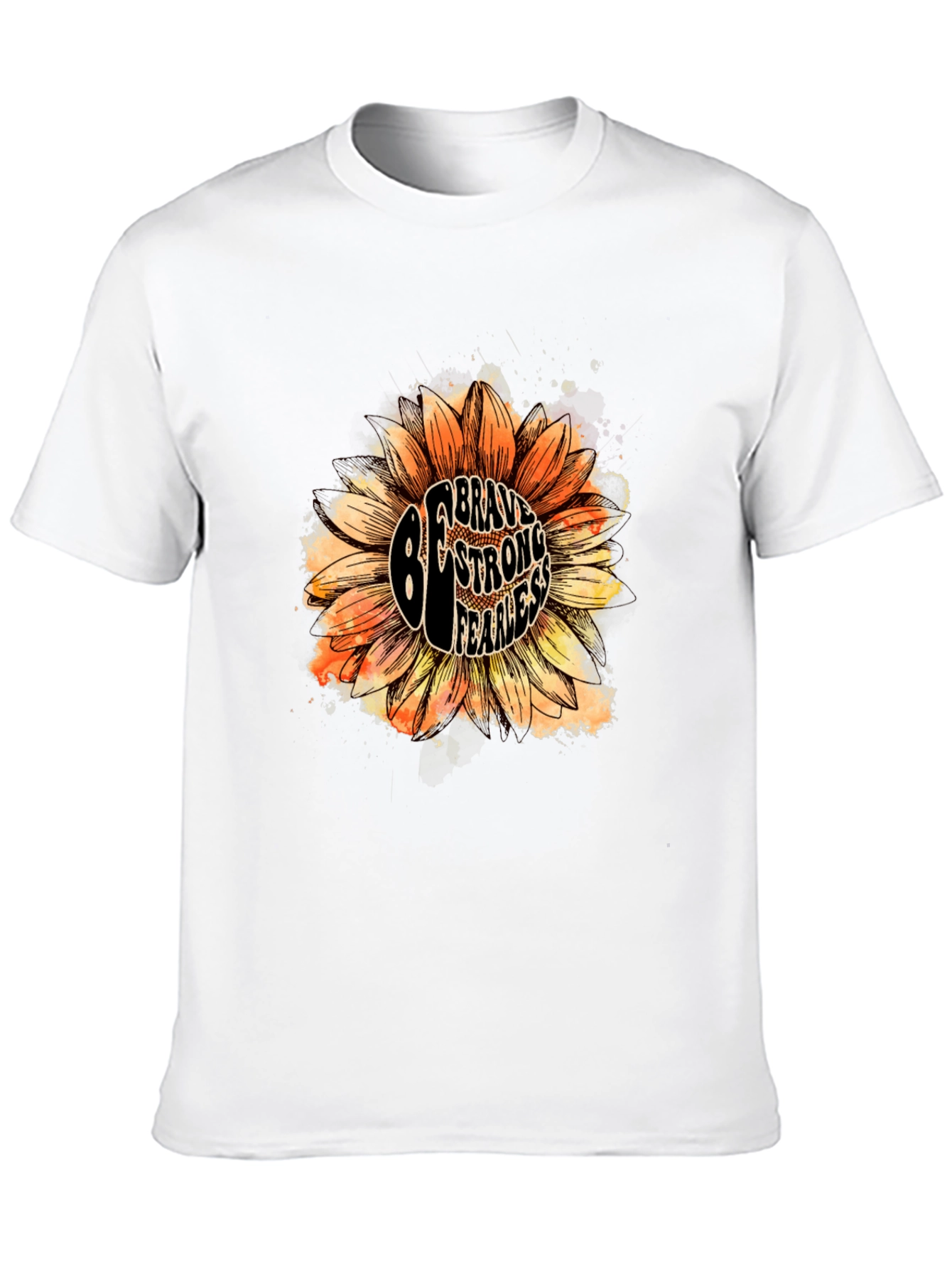 Be Brave Sunflower Graphic Tee - Unisex Black T-Shirt