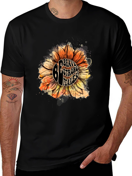 Be Brave Sunflower Graphic Tee - Unisex Black T-Shirt