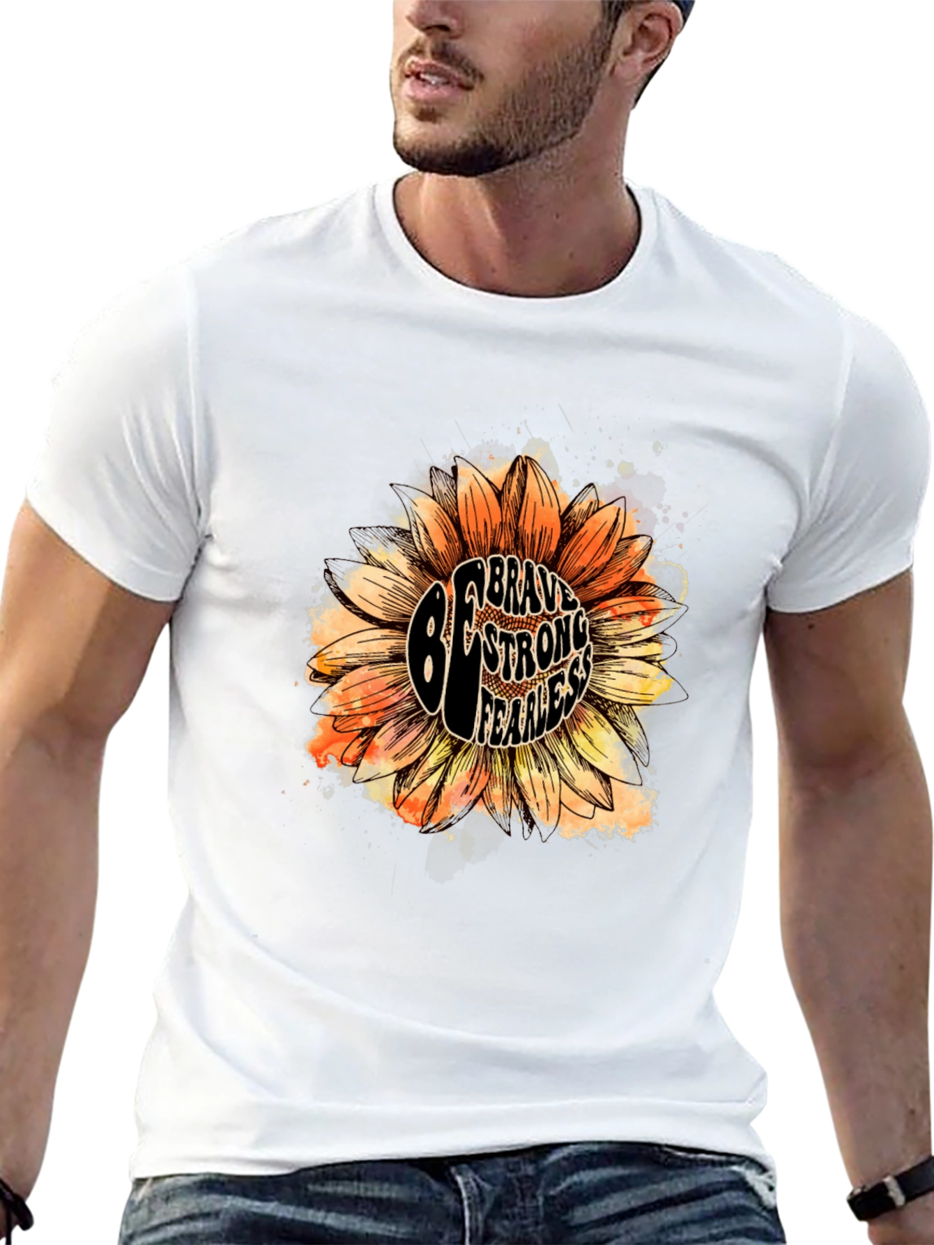 Be Brave Sunflower Graphic Tee - Unisex Black T-Shirt