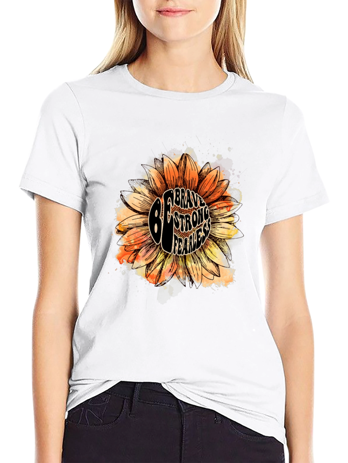 Be Brave Sunflower Graphic Tee - Unisex Black T-Shirt