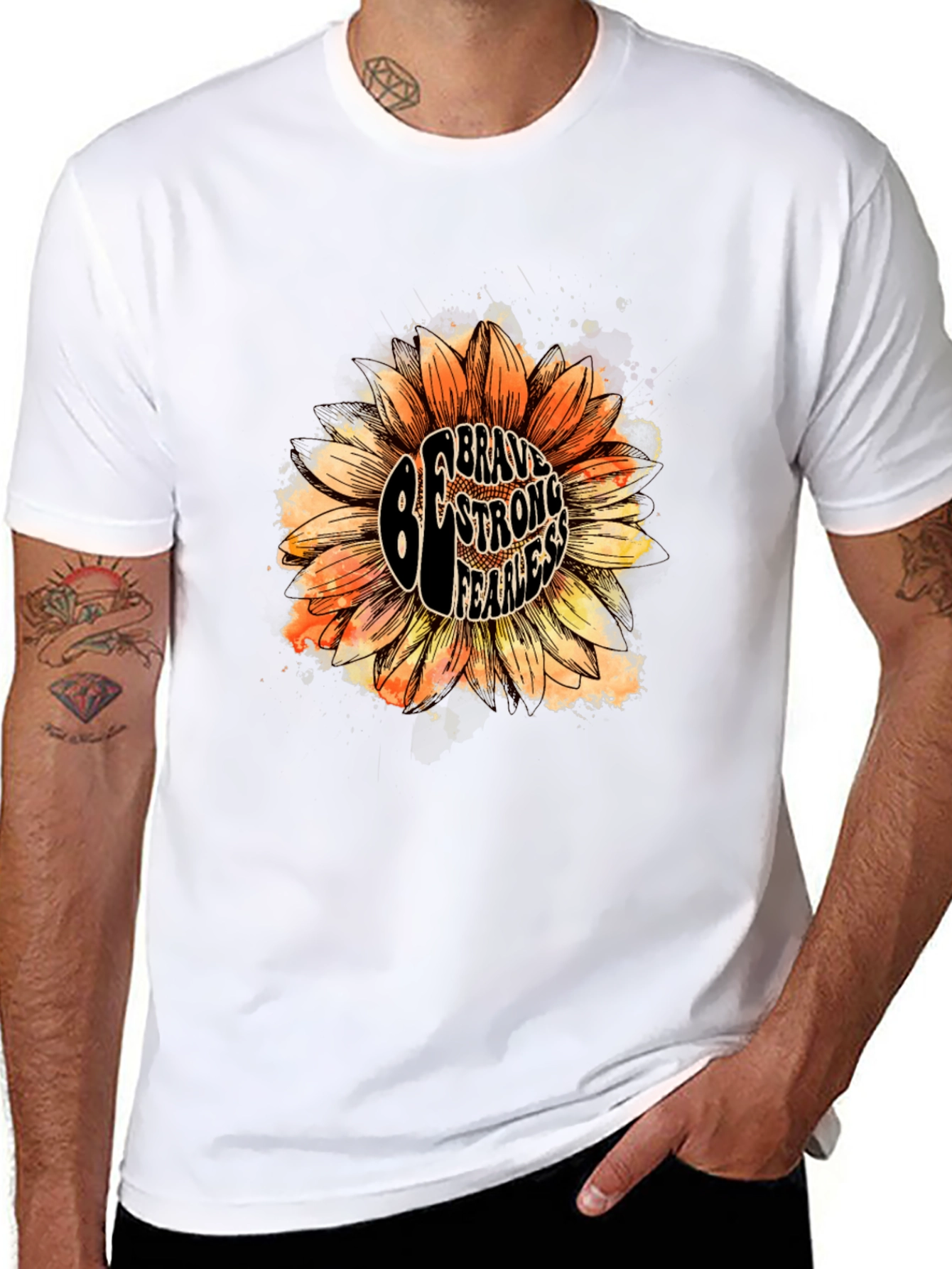 Be Brave Sunflower Graphic Tee - Unisex Black T-Shirt
