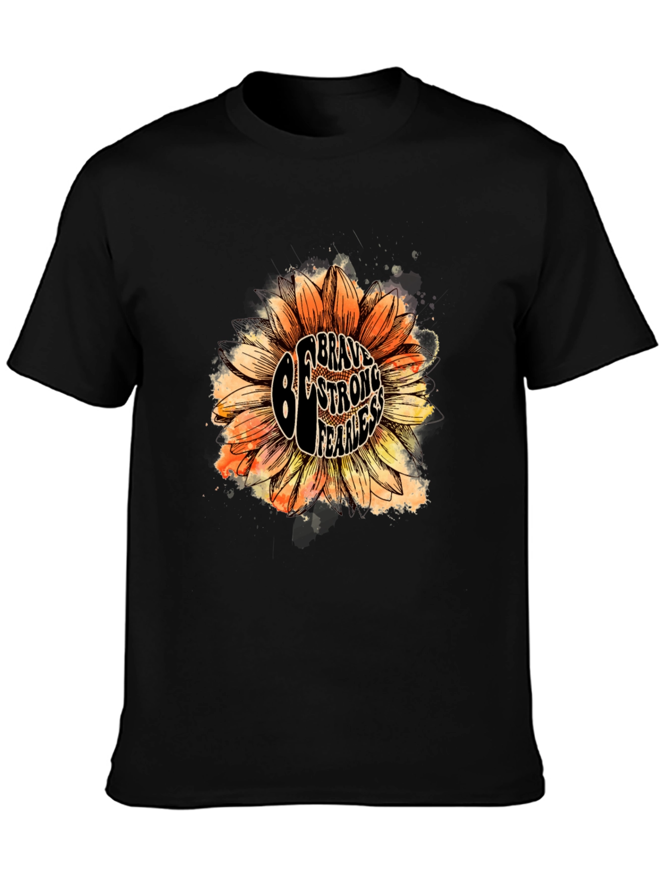 Be Brave Sunflower Graphic Tee - Unisex Black T-Shirt