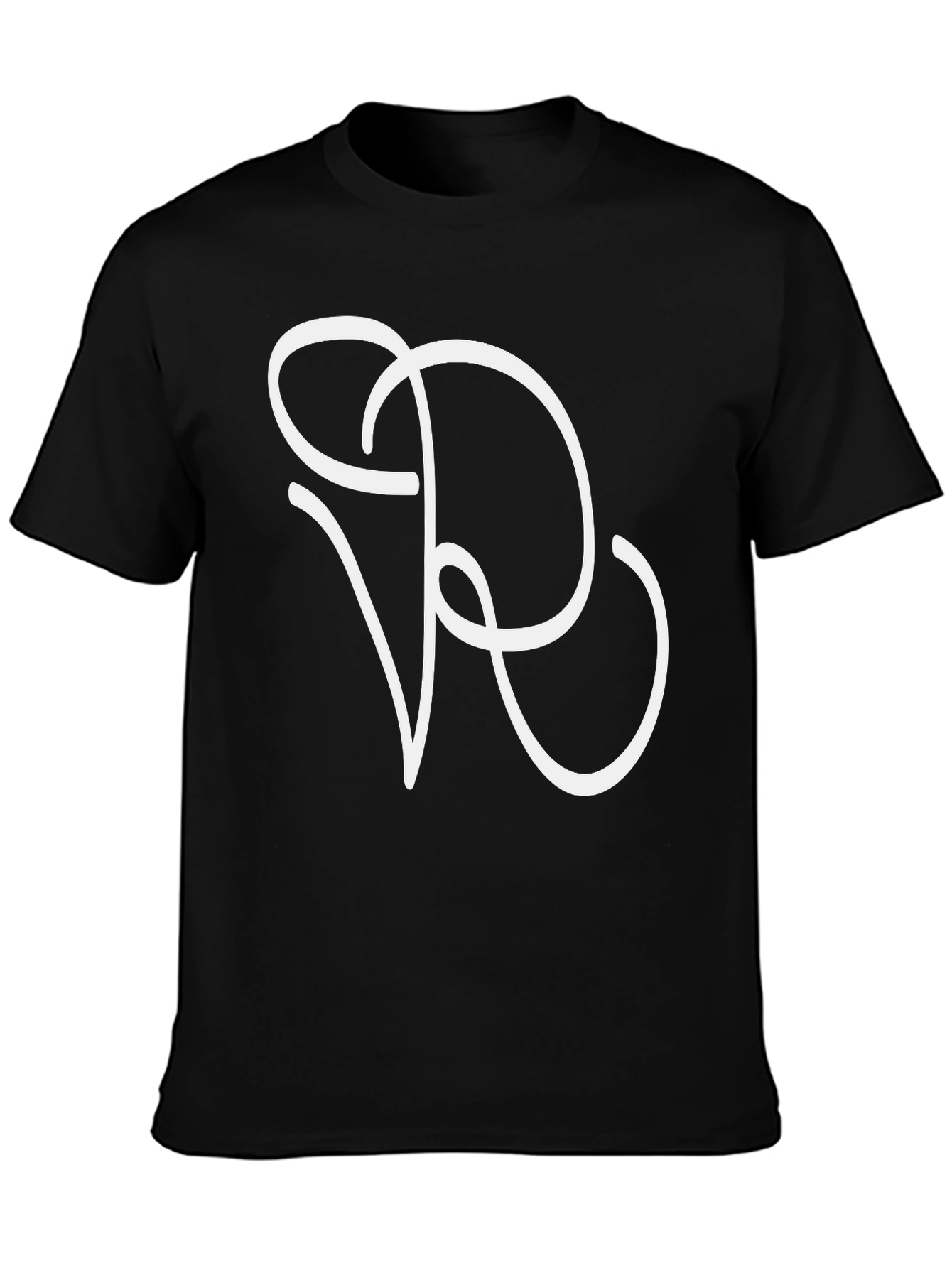 Minimalist White Initial R Graphic Black T-Shirt