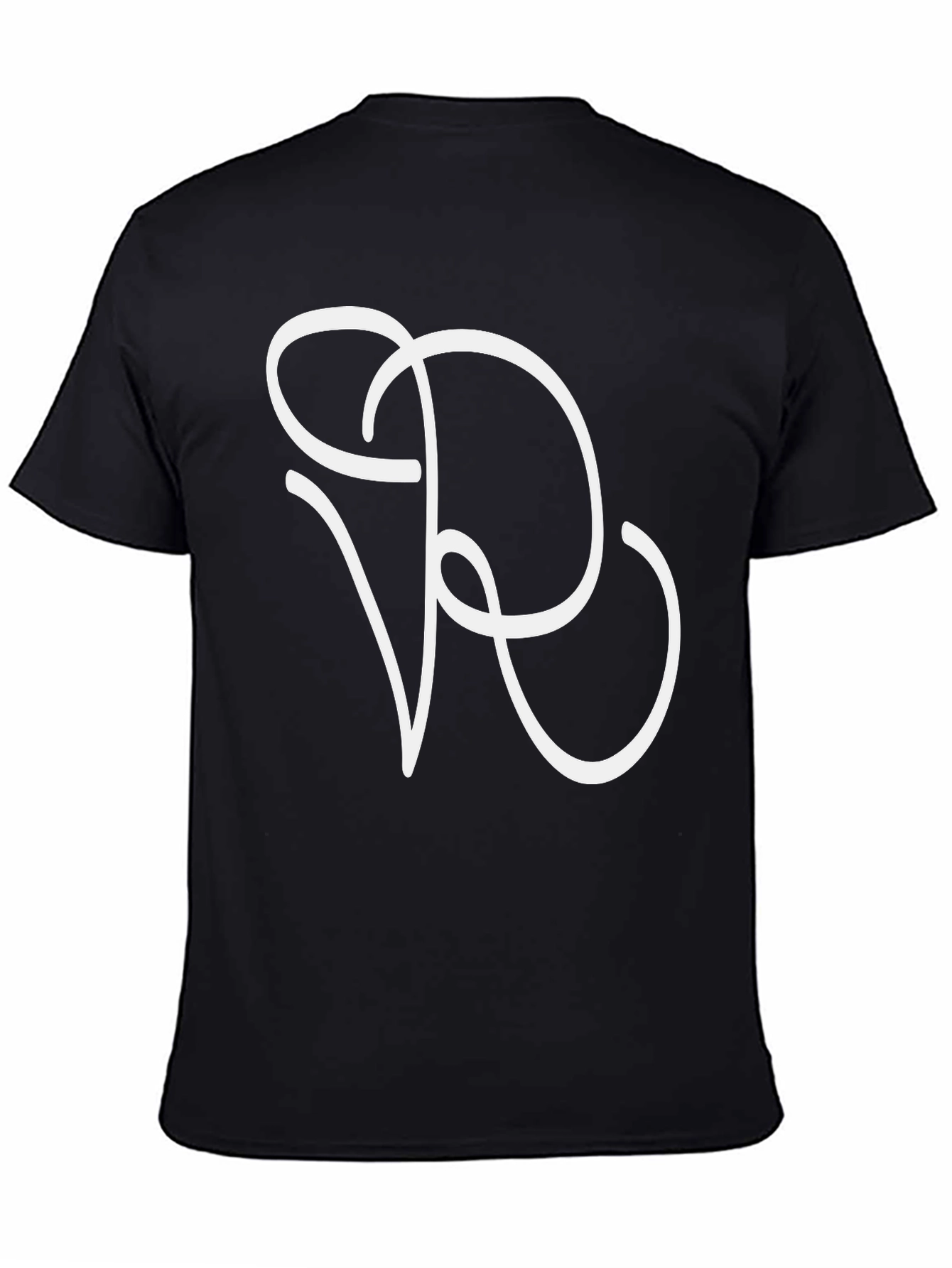 Minimalist White Initial R Graphic Black T-Shirt