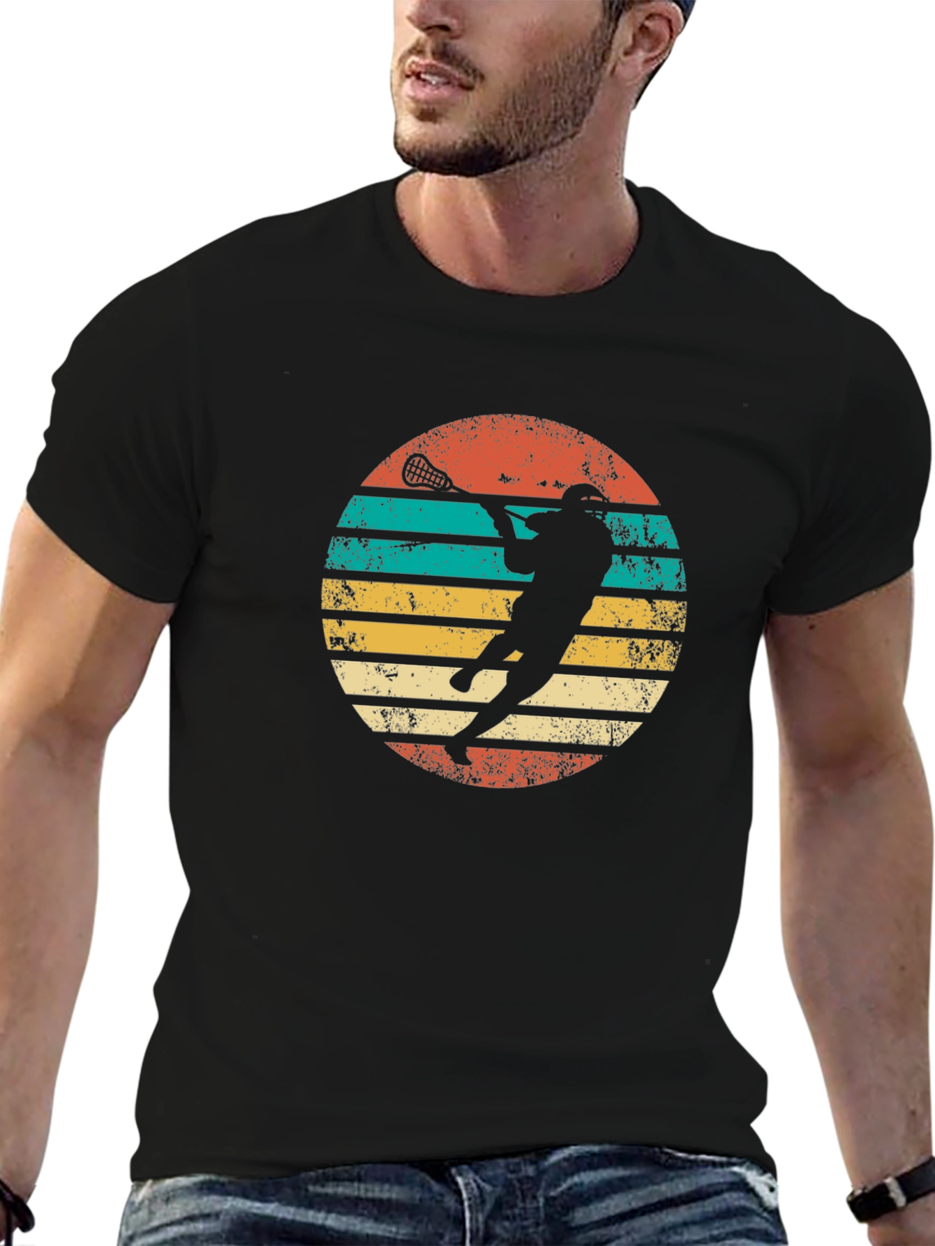 Retro Lacrosse Sunset Graphic Tee