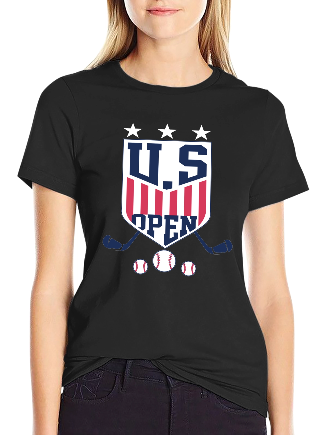 U.S. Open Baseball & Hockey Black T-Shirt