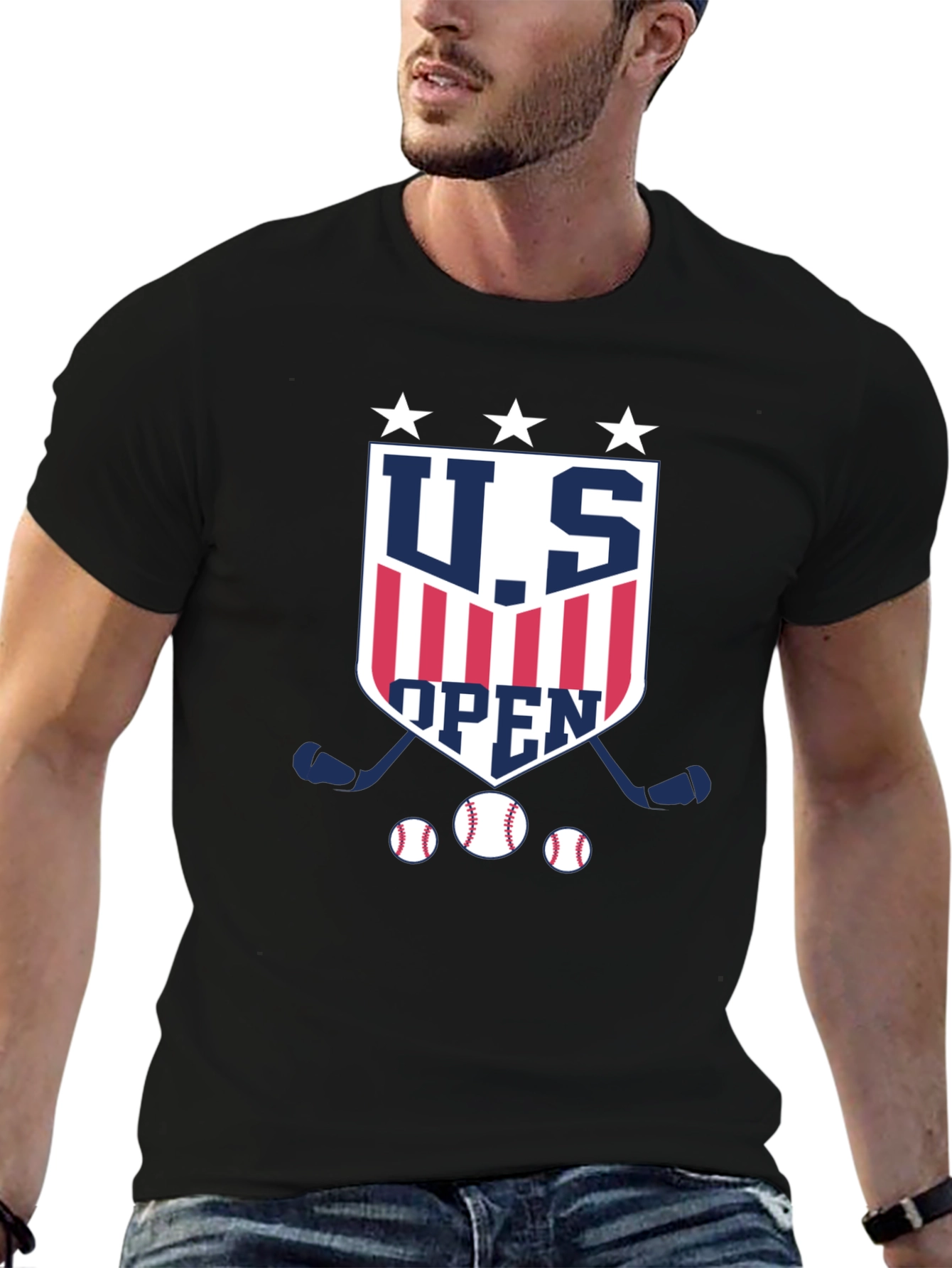 U.S. Open Baseball & Hockey Black T-Shirt