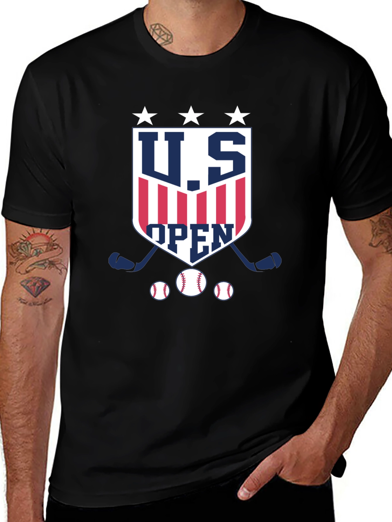 U.S. Open Baseball & Hockey Black T-Shirt