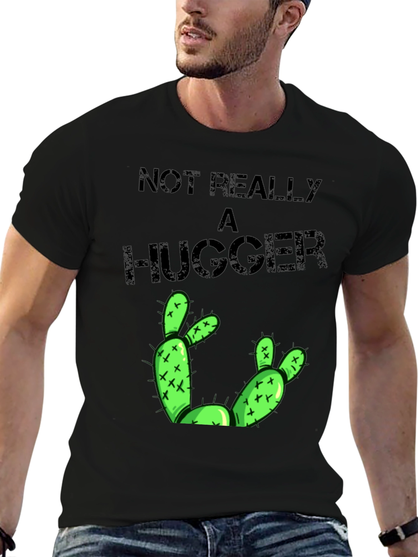Not Really A Hugger Cactus Graphic T-Shirt