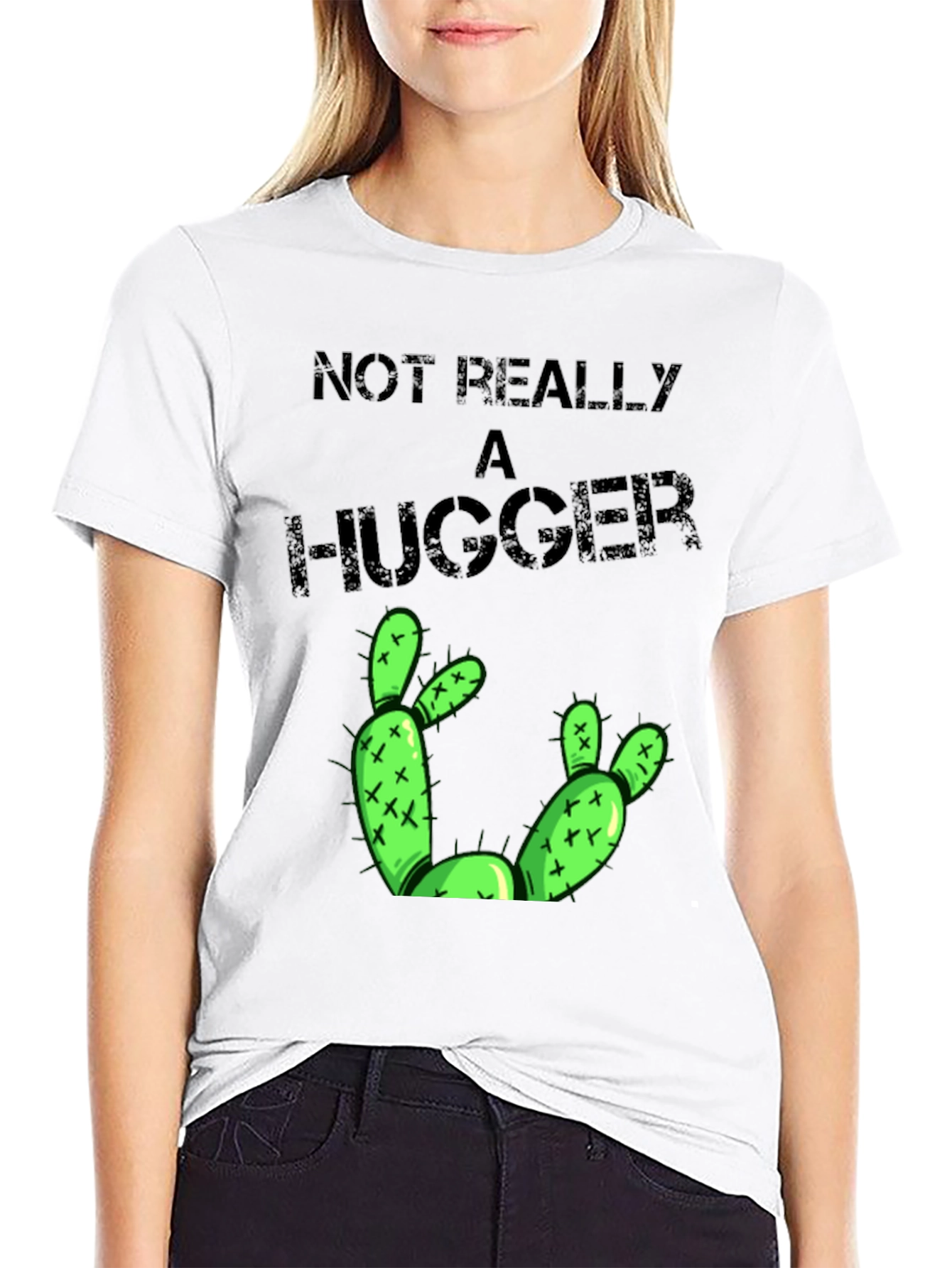 Not Really A Hugger Cactus Graphic T-Shirt