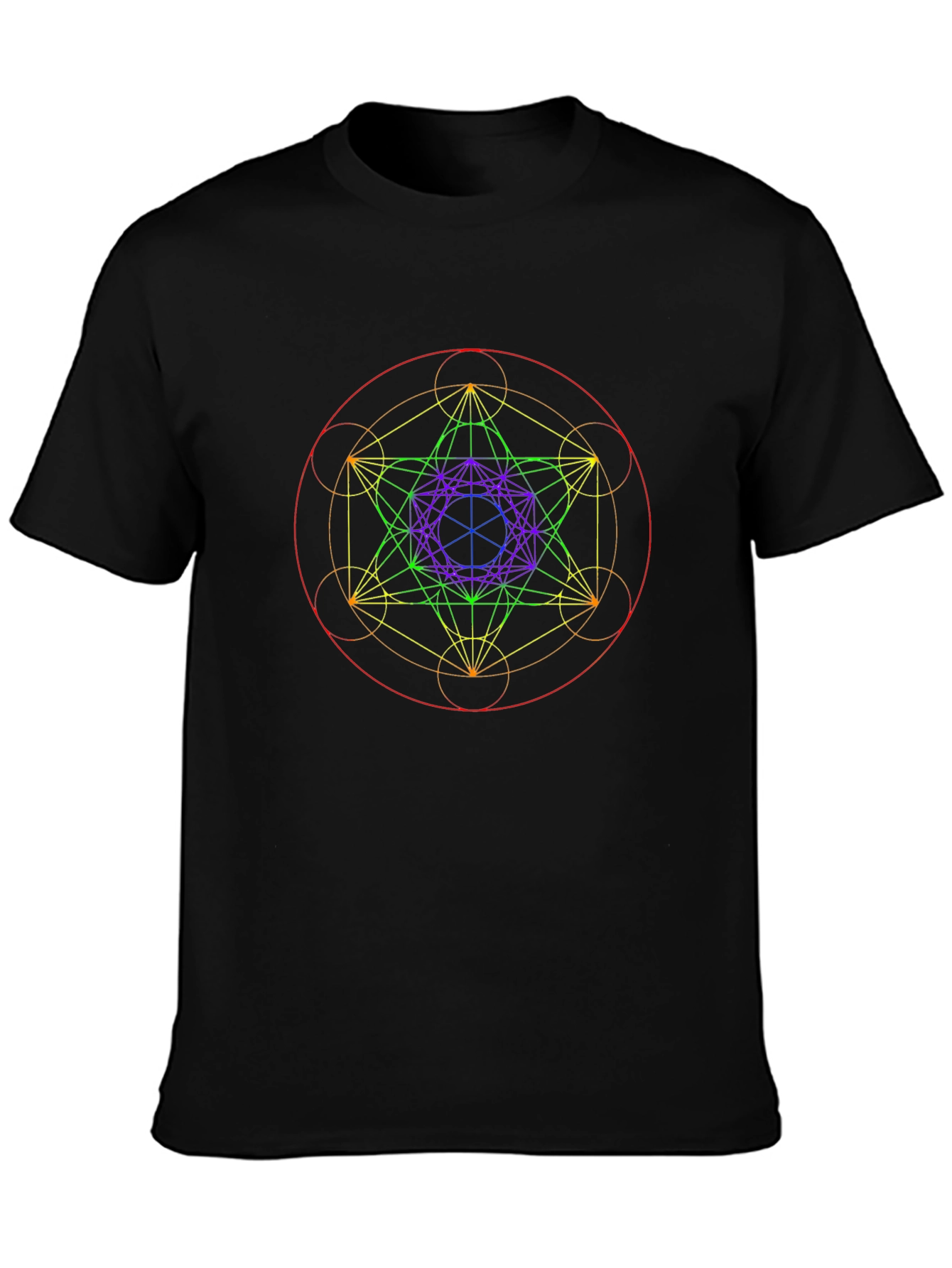 Geometric Metatrons Cube Graphic Tee - Black