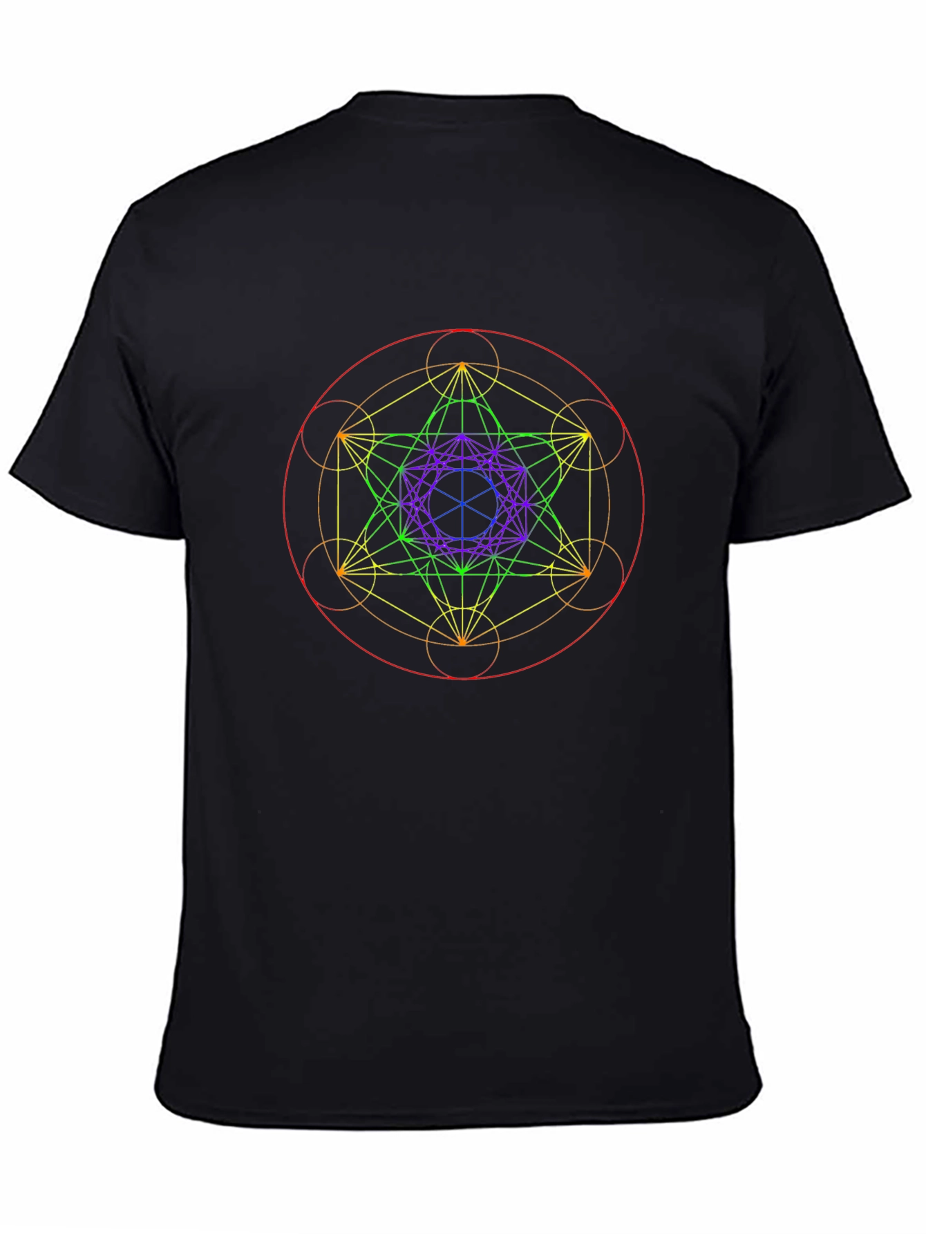 Geometric Metatrons Cube Graphic Tee - Black
