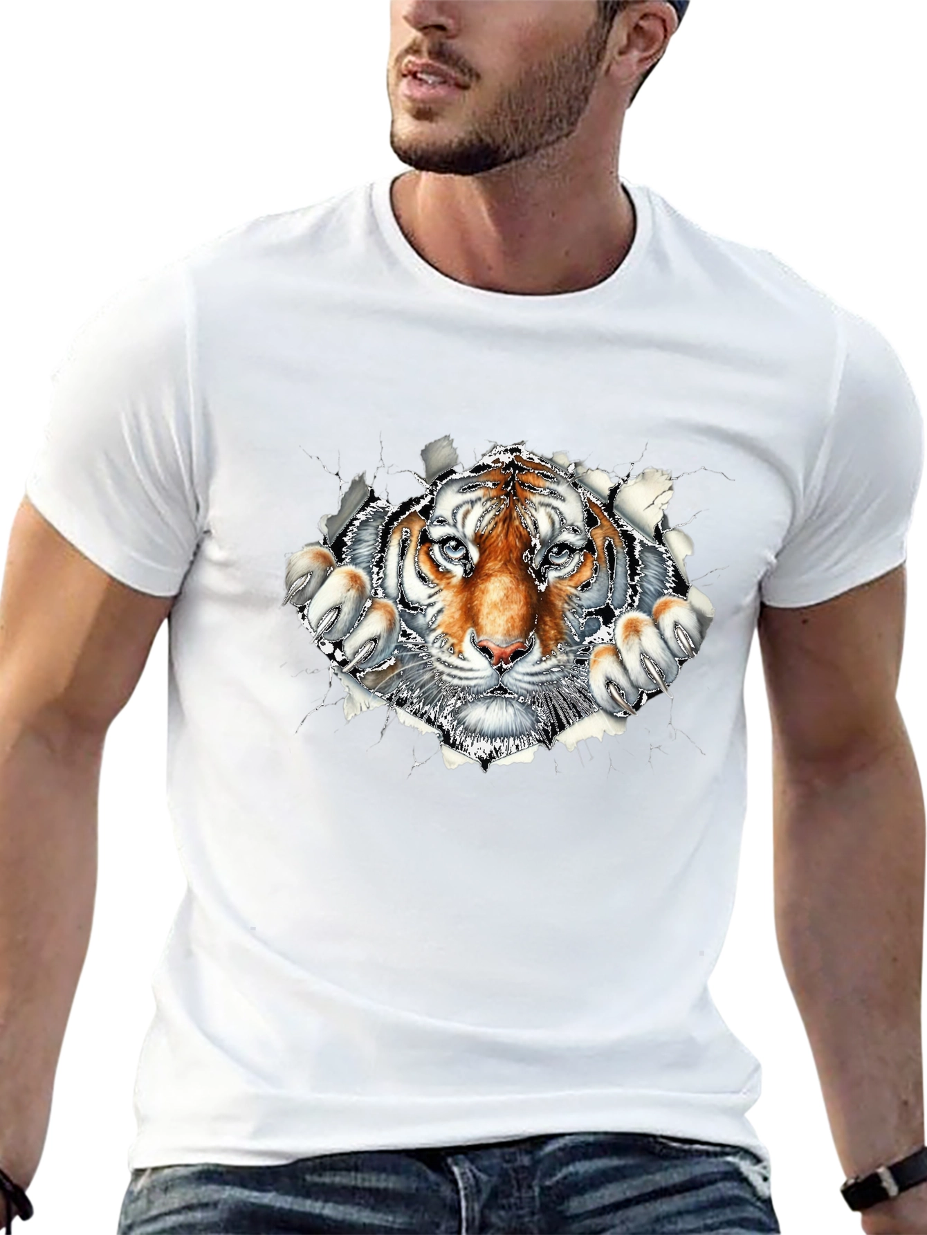 Tiger Graphic Print Black T-Shirt