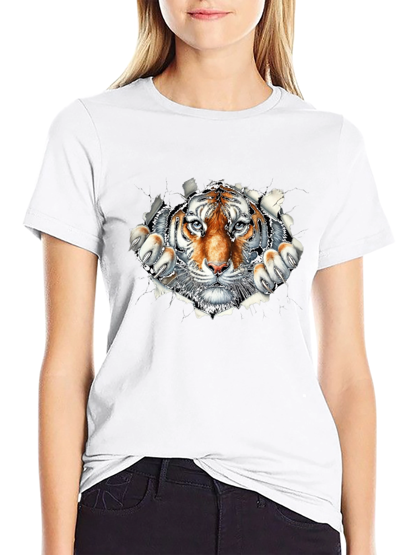 Tiger Graphic Print Black T-Shirt