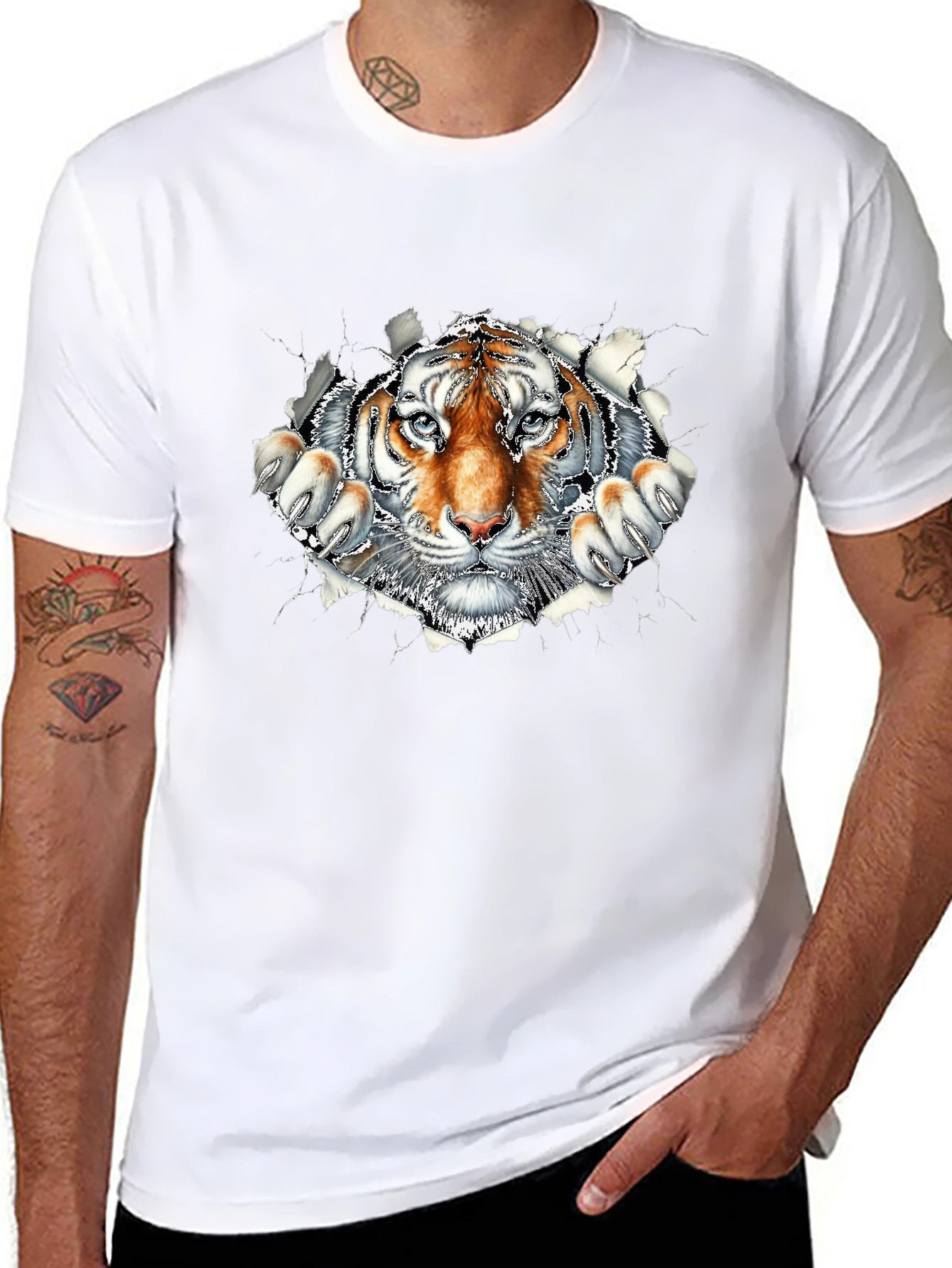 Tiger Graphic Print Black T-Shirt