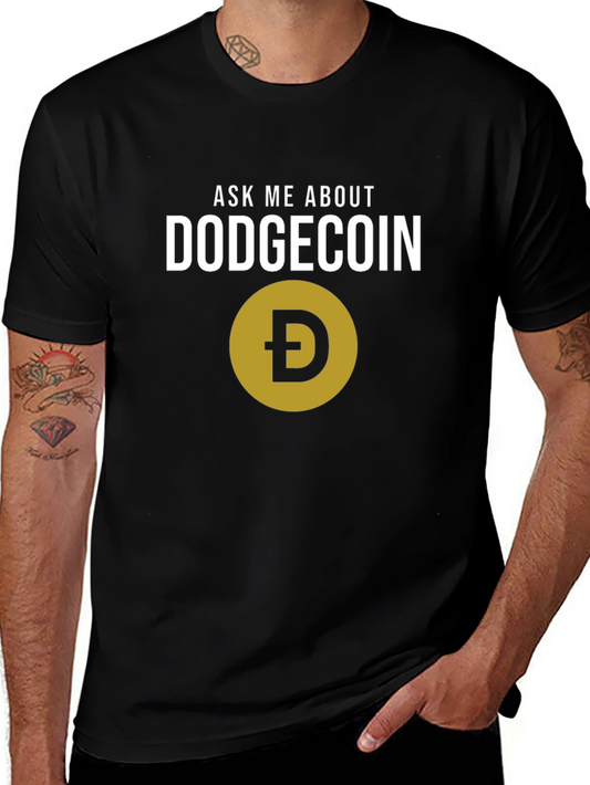 Ask Me About Dogecoin Black T-Shirt Crypto Meme