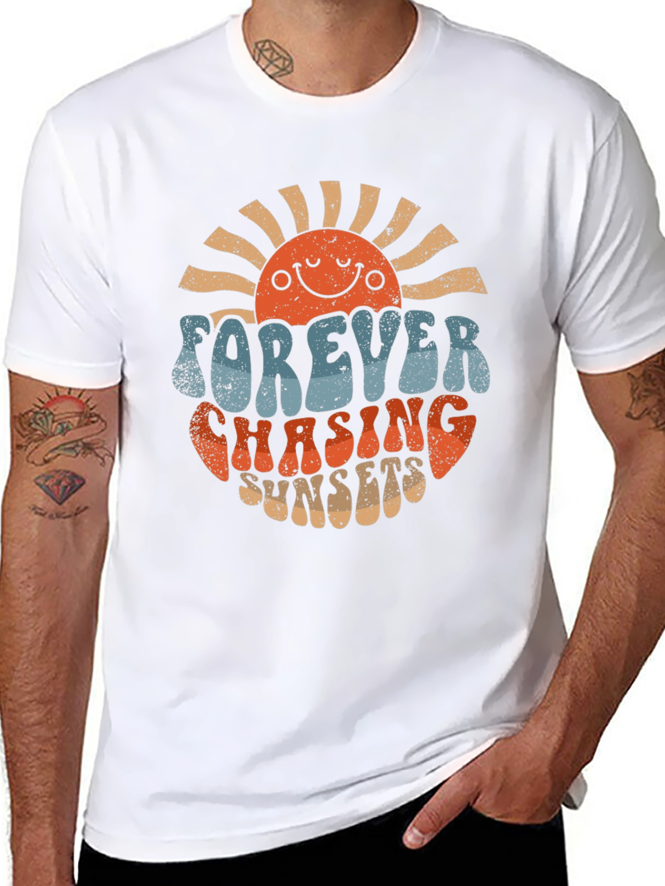 Retro Forever Chasing Sunsets Graphic T-Shirt