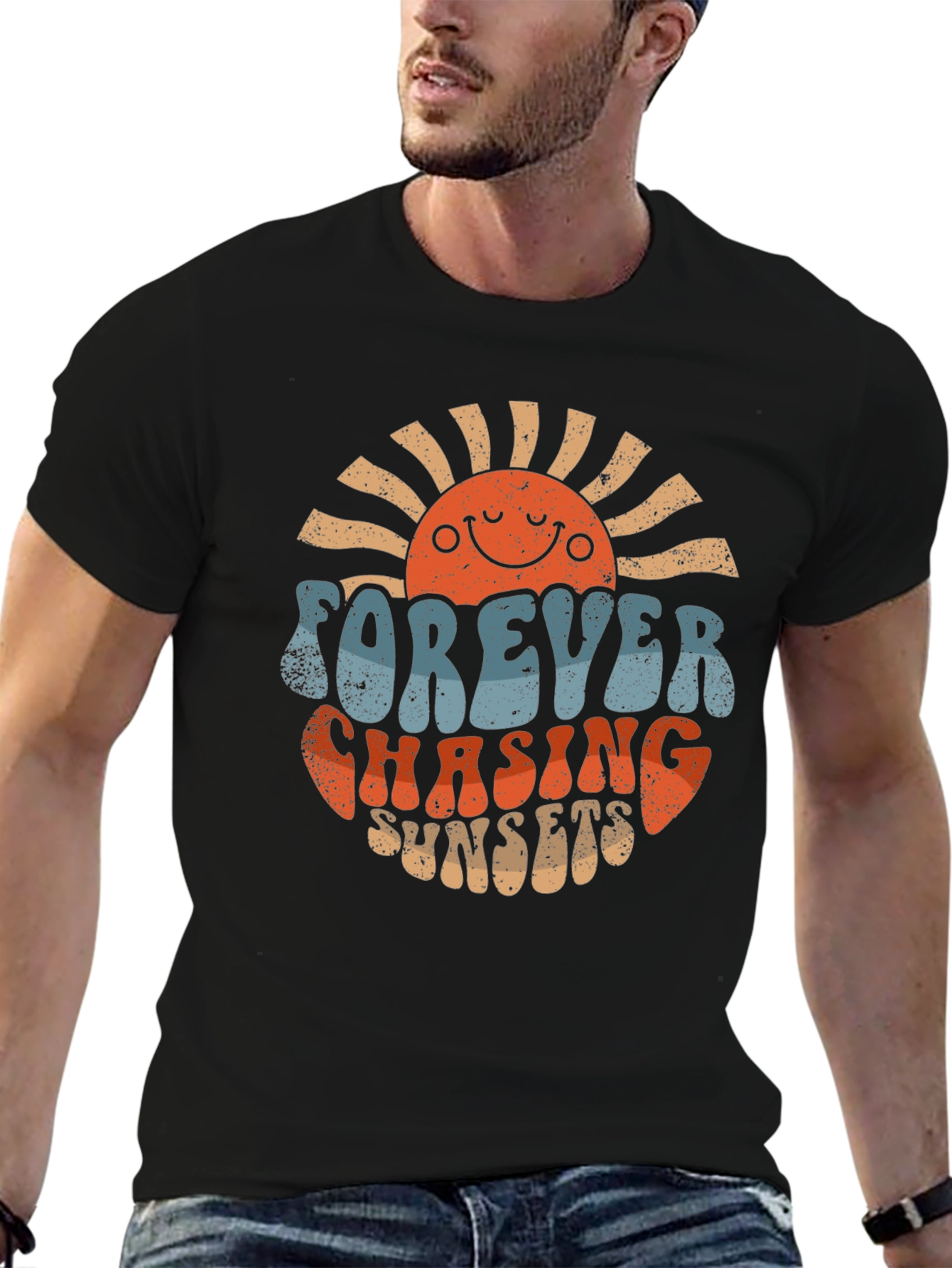 Retro Forever Chasing Sunsets Graphic T-Shirt