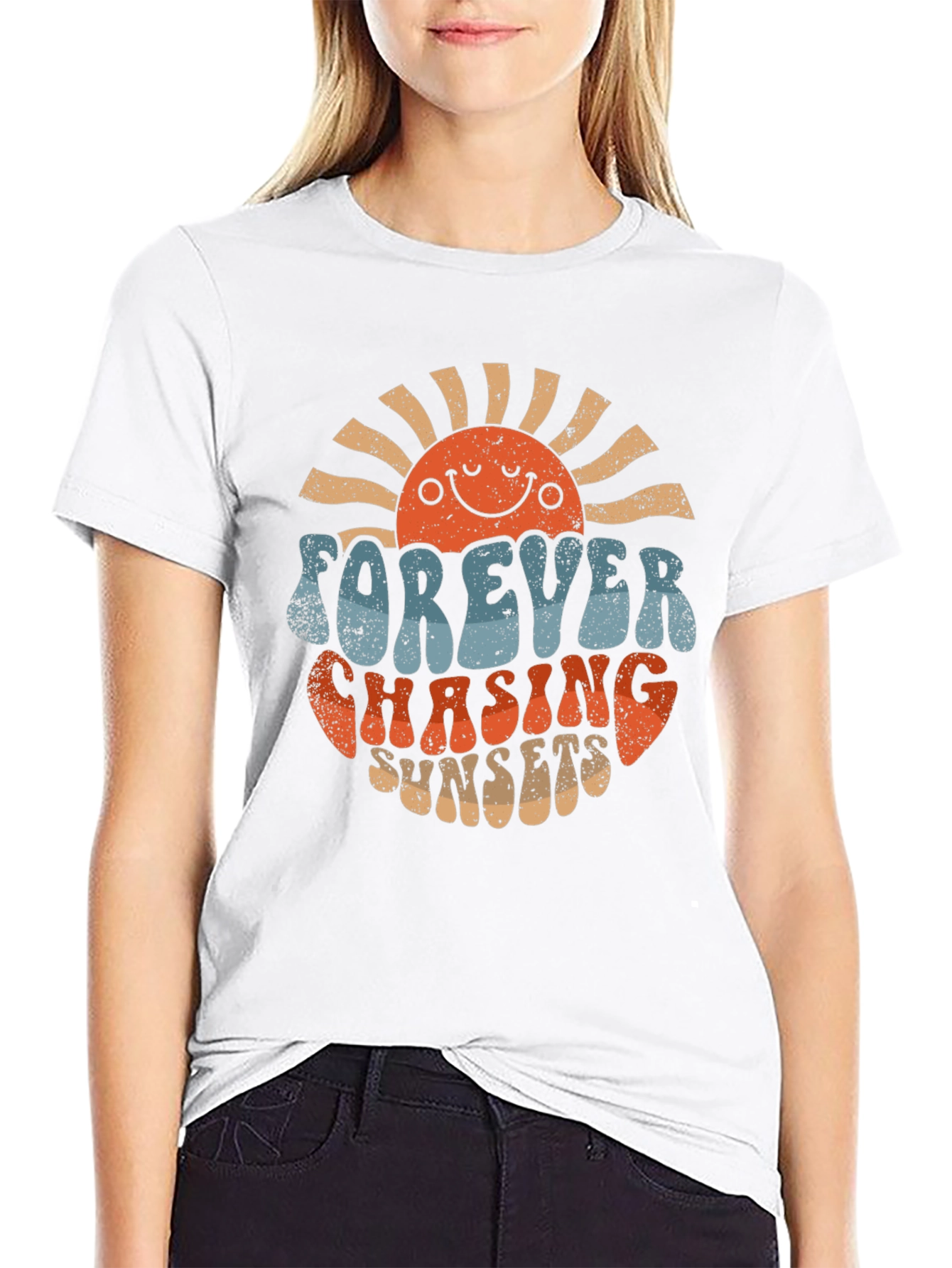 Retro Forever Chasing Sunsets Graphic T-Shirt