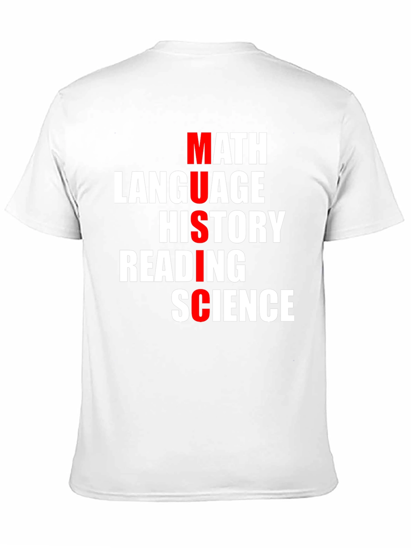 Music Subjects T-Shirt: Math Language History Reading Science