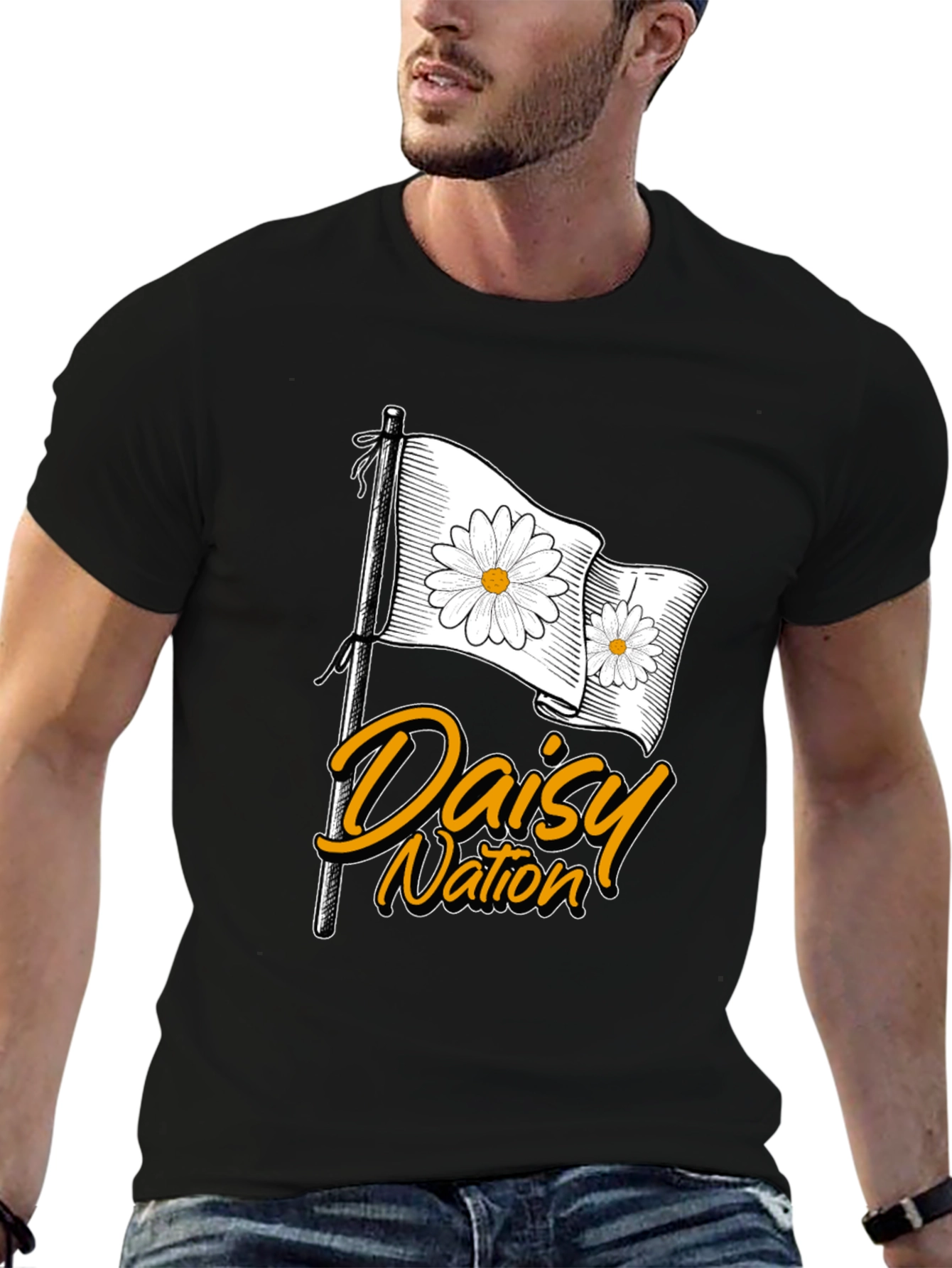 Daisy Nation Graphic T-Shirt - Black Cotton Tee