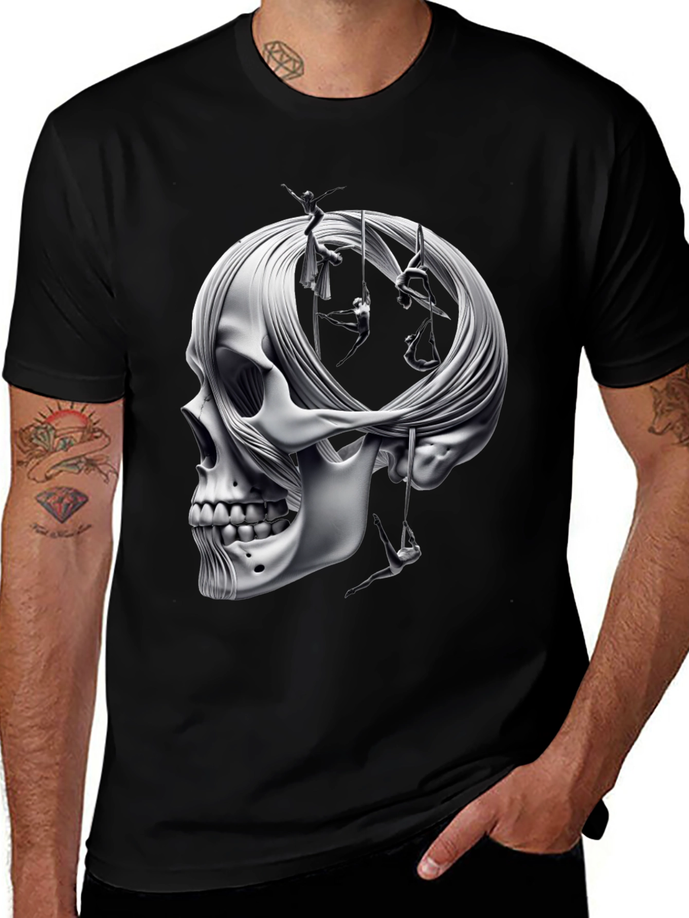 Skull & Acrobatics Black Graphic Tee